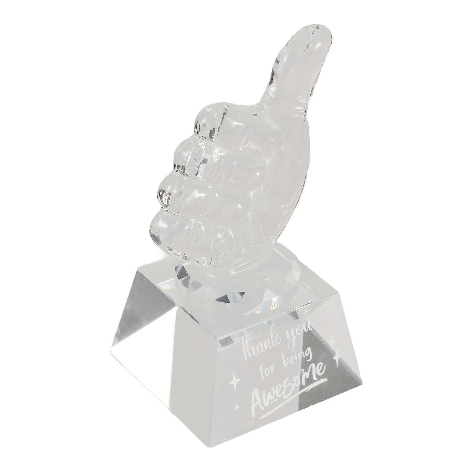 Thumb Up Award Trophy Crystal Trophy Decorative Trophy Model Heart Shape Hand Gesture Statues Office 1Set