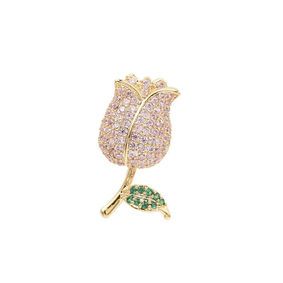 Stylish Rose Brooch for Women – Mini Decorative Pin with Zircon Detail, Lightweight and Comfortable for Festivals and Conferences