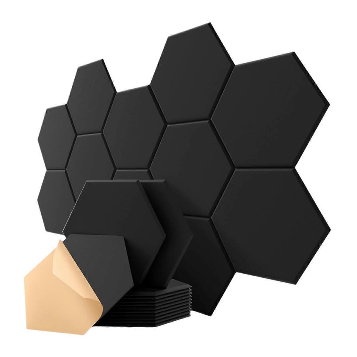 12 Pack Hexagon Acoustic Panels, 12in X 10in X 0.4in Soundproof Wall Panels Self-Adhesive for Recording Studio Office C