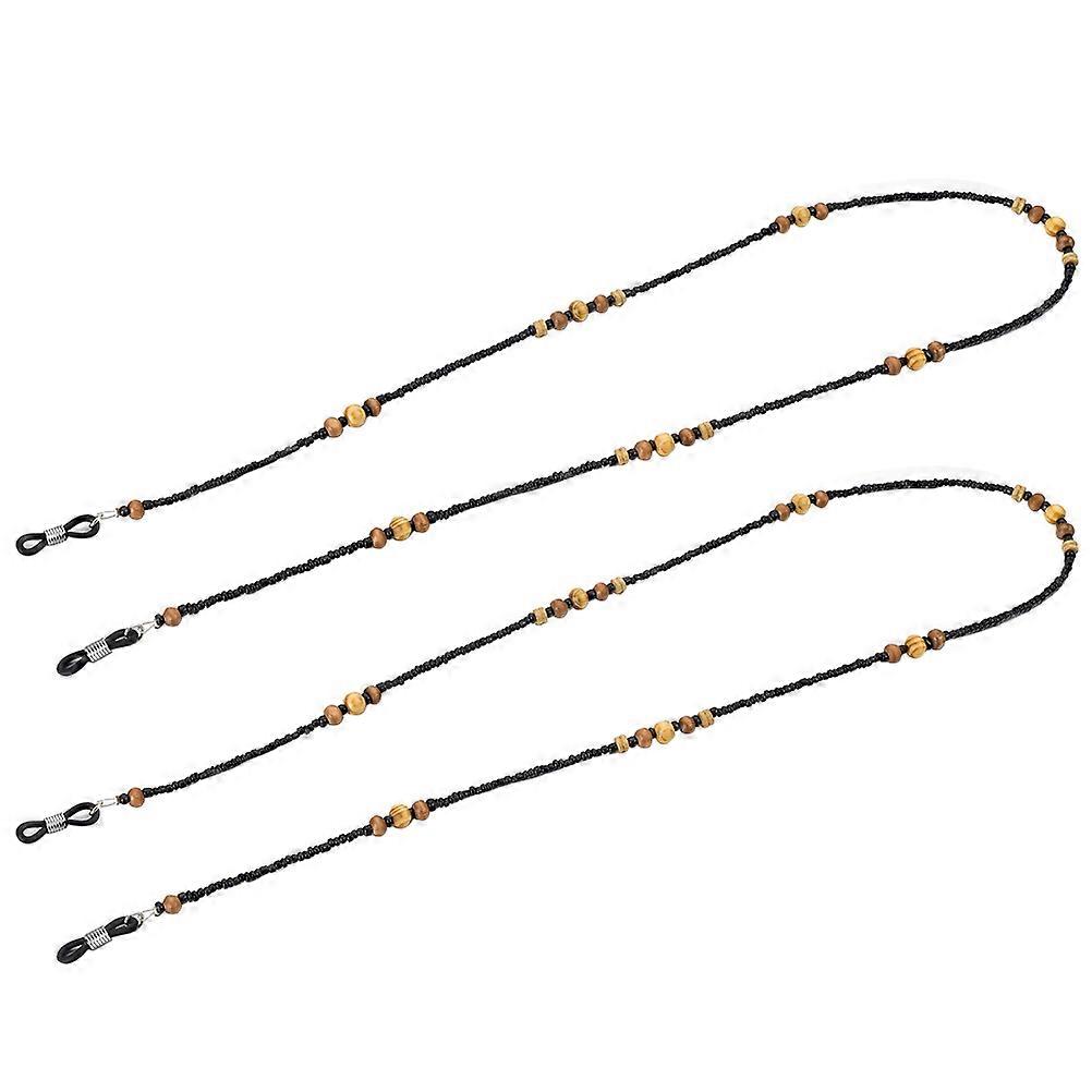 Stylish Eyeglass Chain Wooden Beaded Eyeglasses Strap Anti-Slip For Daily Use Men Women 70.00X0.60X0.60CM 2Pack