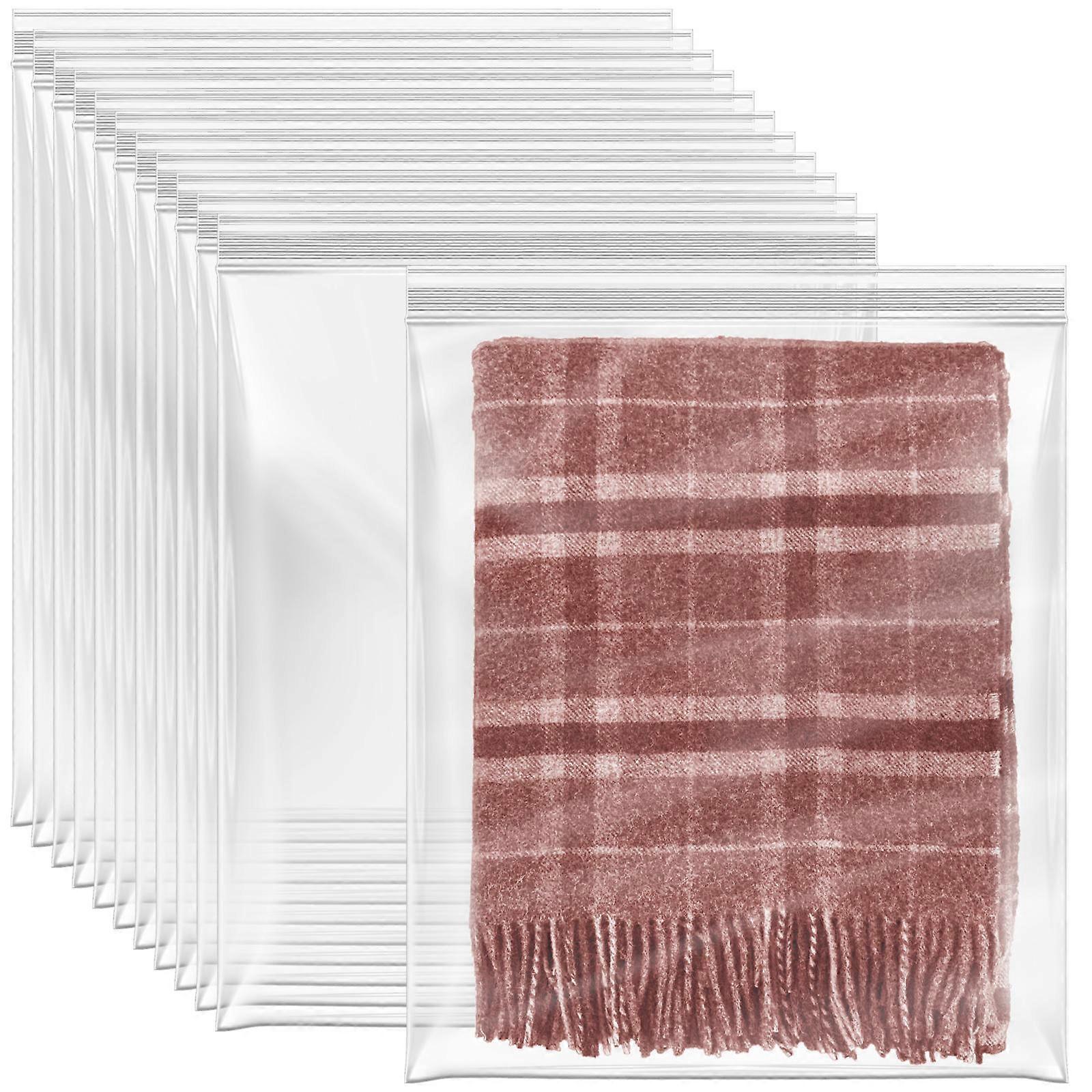 Clear Self Sealing Cellophane Bags (100pcs) for Clothing Storage, Travel, Crafts, and General Organization Large Size