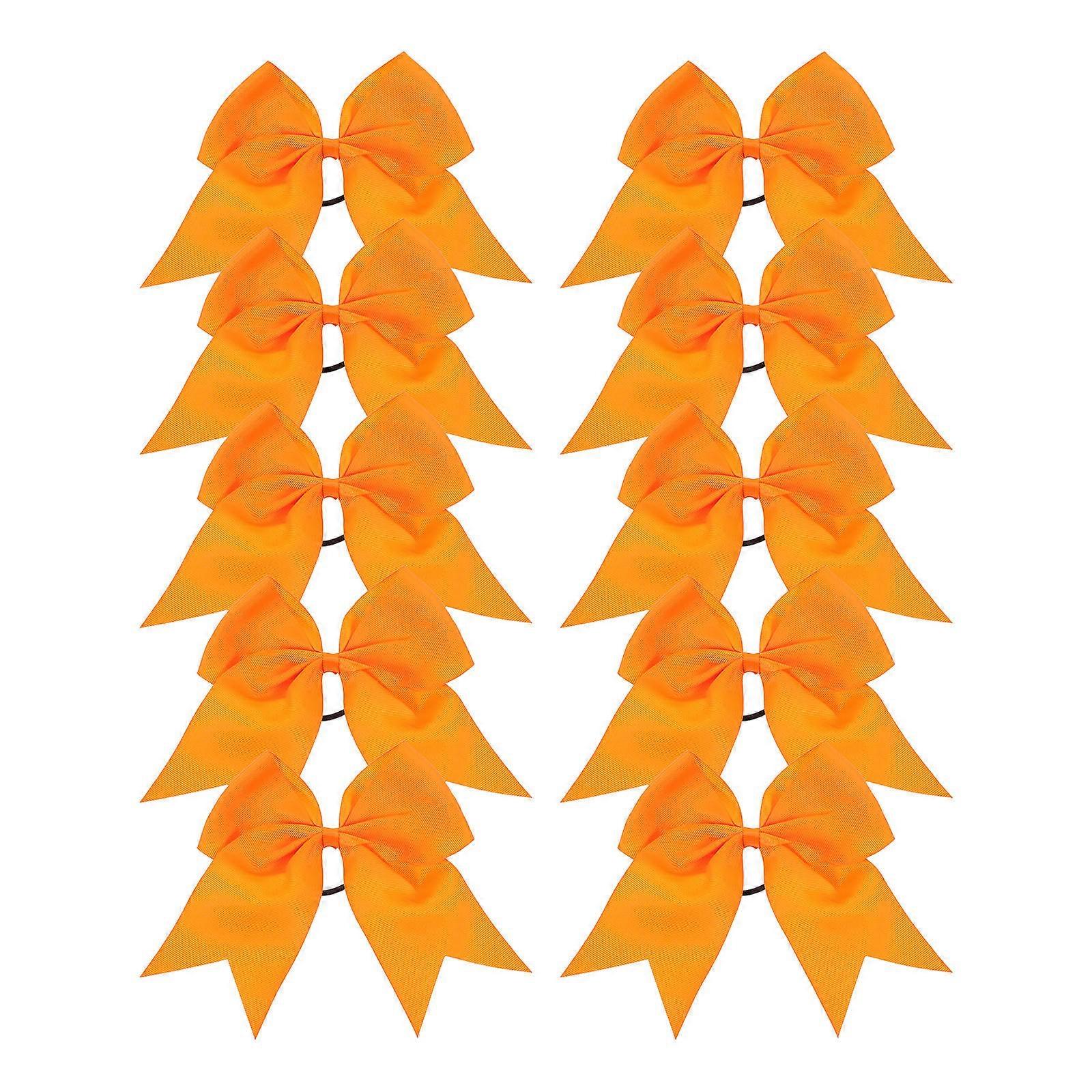 Hair Bow Scrunchies Versatile Usage Hair Band for Stage Appearances Orange Cloth 10Pcs