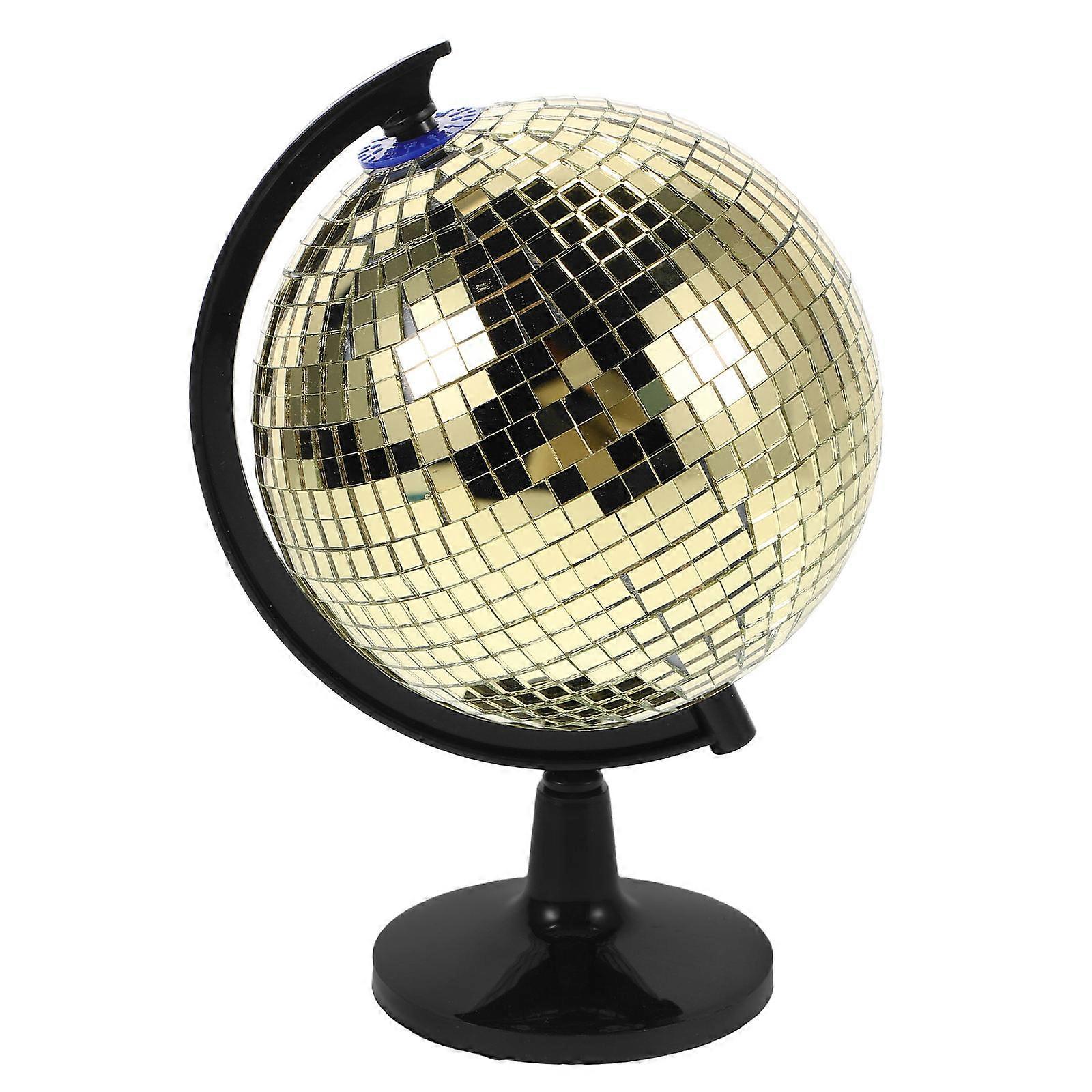 Rotating Golden Disco Ball Globe Reflective Decorative Home Office Use 1Pack