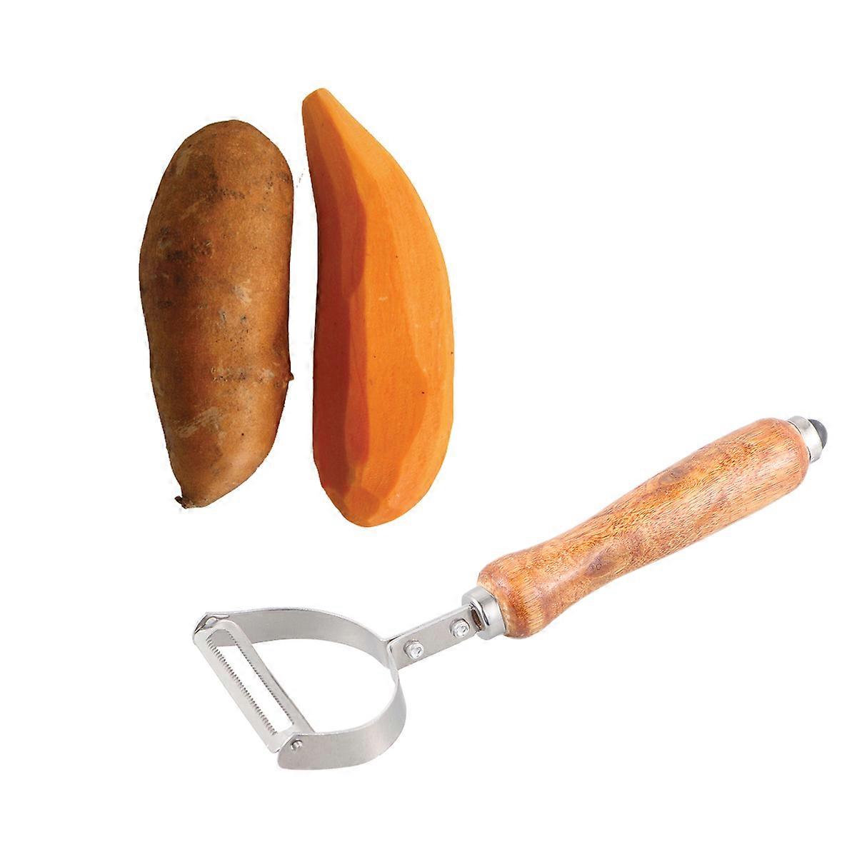 Fruit Peeling Tool Utility Kitchen Tool Stainless Steel Wood 16x5.5x1.5cm For Food Preparation 1Pc