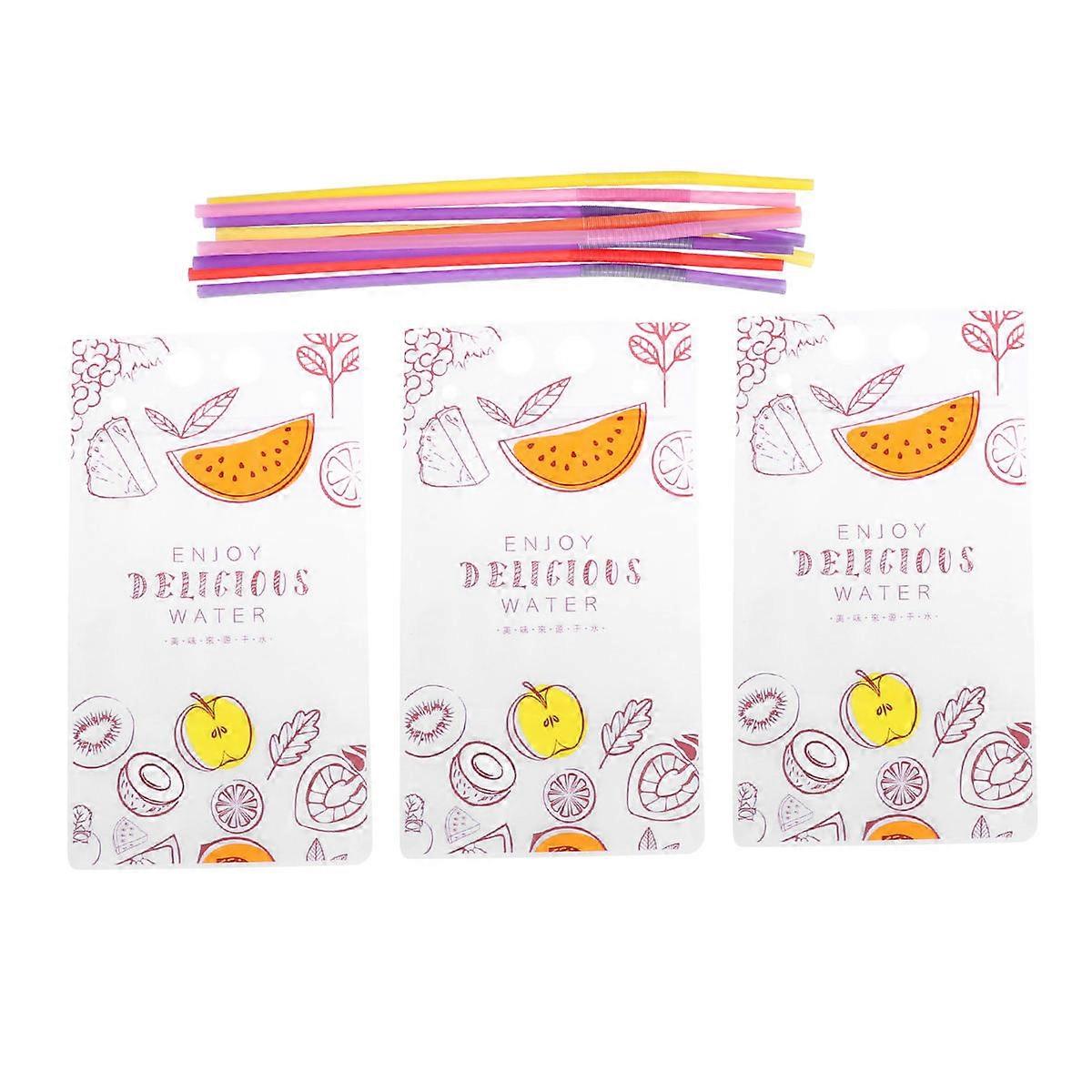 Juice Bags Pouches Heat Resistant Drink Container Set Handheld Drink Container Assorted Color 13.3 x 23 Cm Stand Up Gusset Bottom 100Pcs
