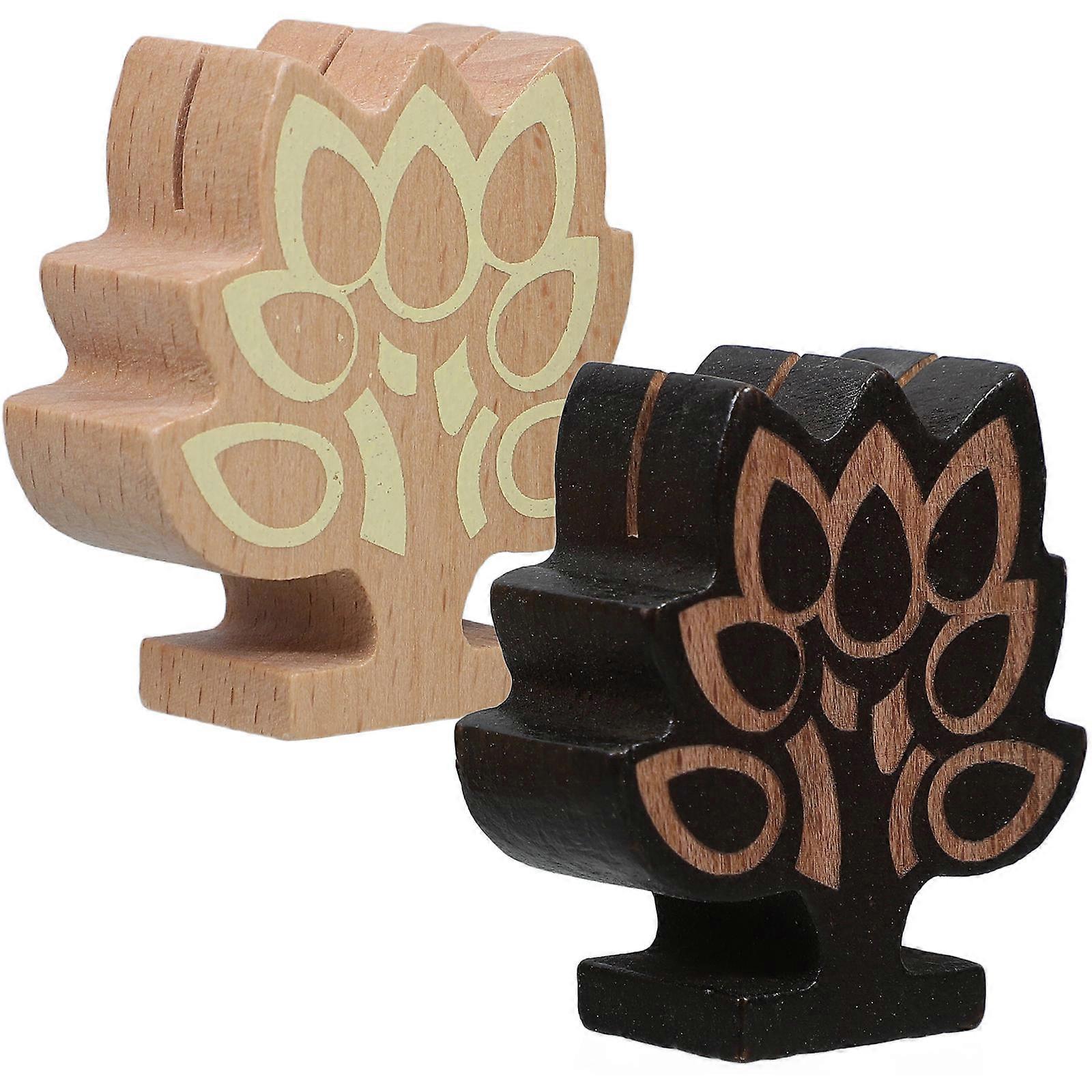 Freestanding Place Card Holders Mini Wooden Photo Holders for Wedding Birthday Restaurant Use Assorted Color 2Pcs