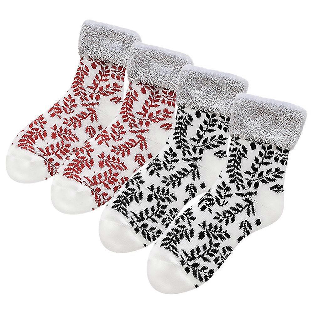 Winter Socks Warm Thickened Plush Design Acrylic Fibers Insulation 2Pairs