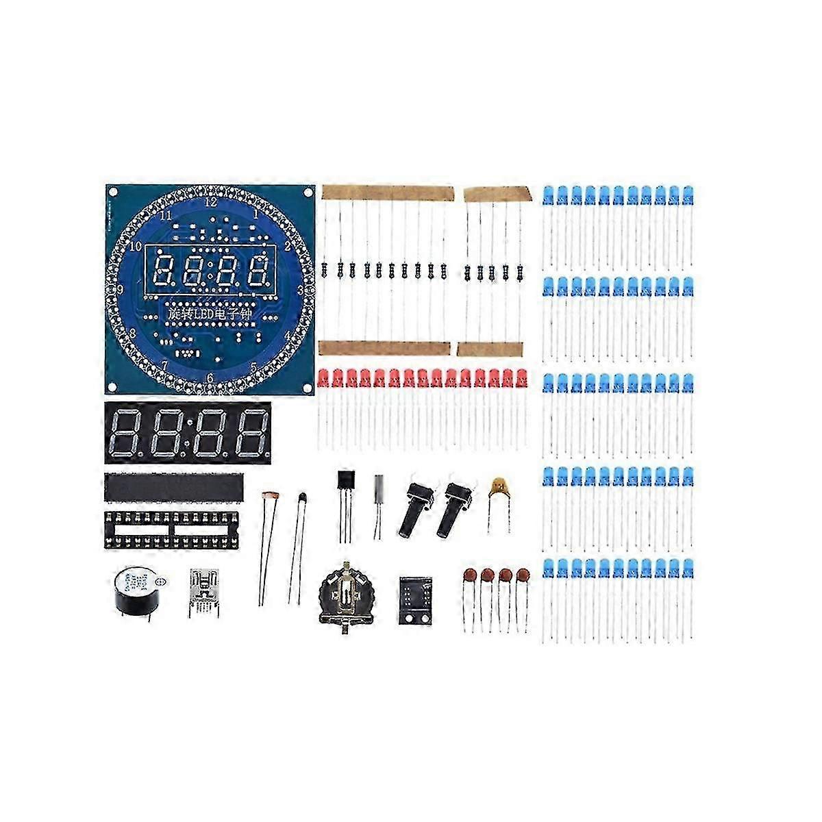 Electronic Digital Clock Kit C51 Microcontroller Learning Board DS1302 Rotating LED Display Module