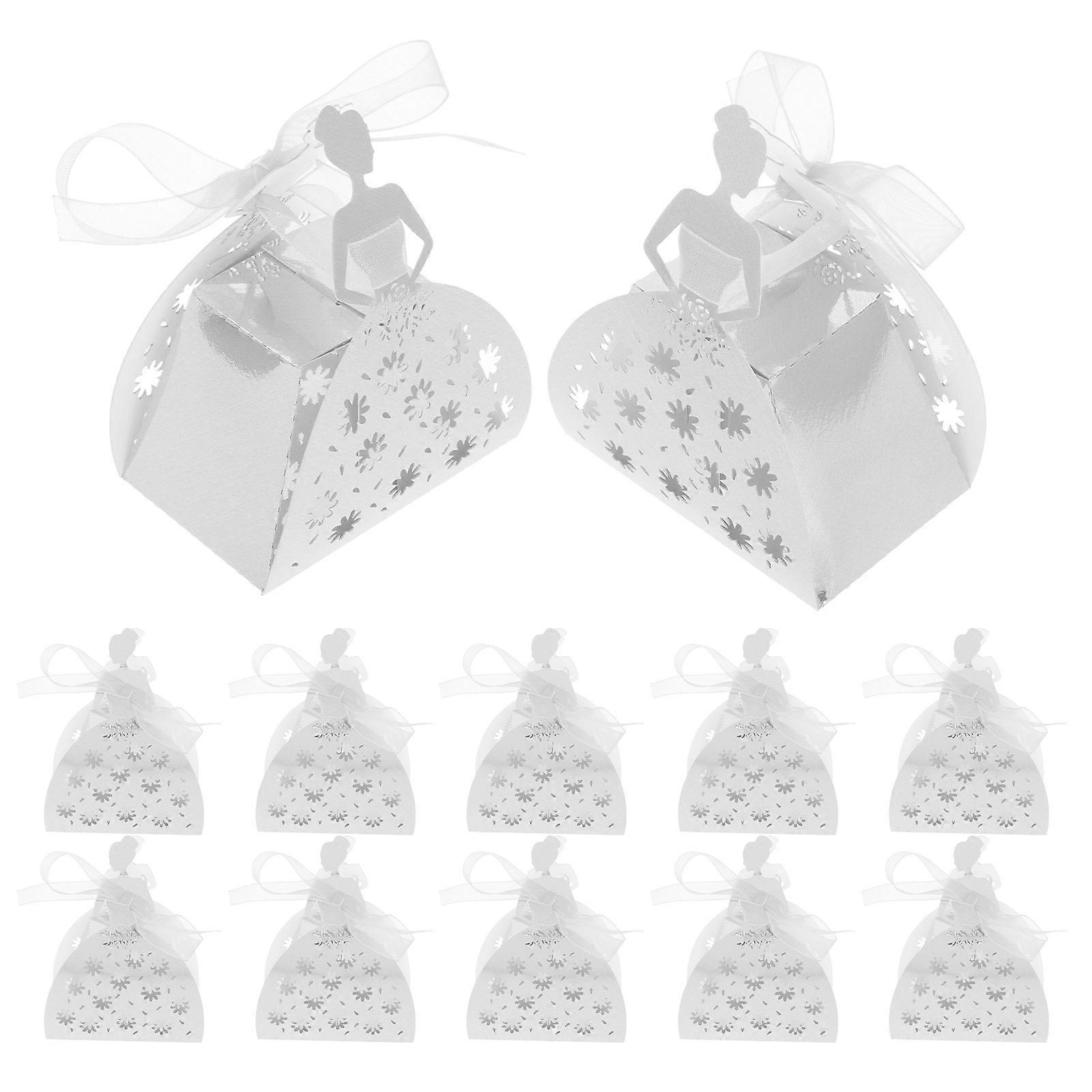 Wedding Favor Boxes Small Silver Cardboard Chocolates Holding Containers For Christmas Anniversary Party Favors 50Pcs