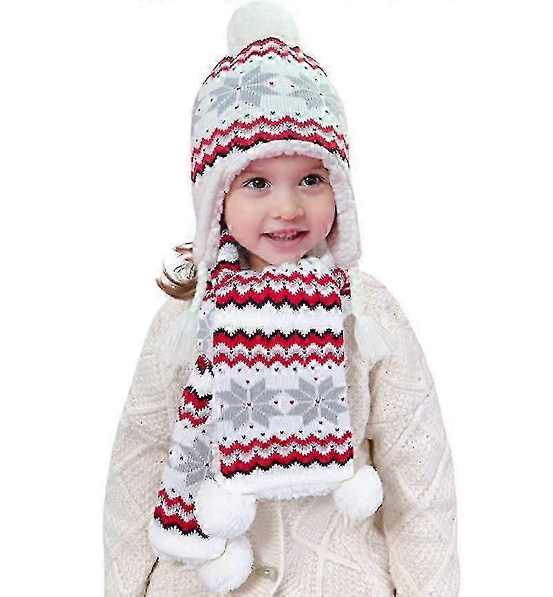 Stickad halsduk, mössa, handskar och sammetsfoder för flickor Vinterset (litet)