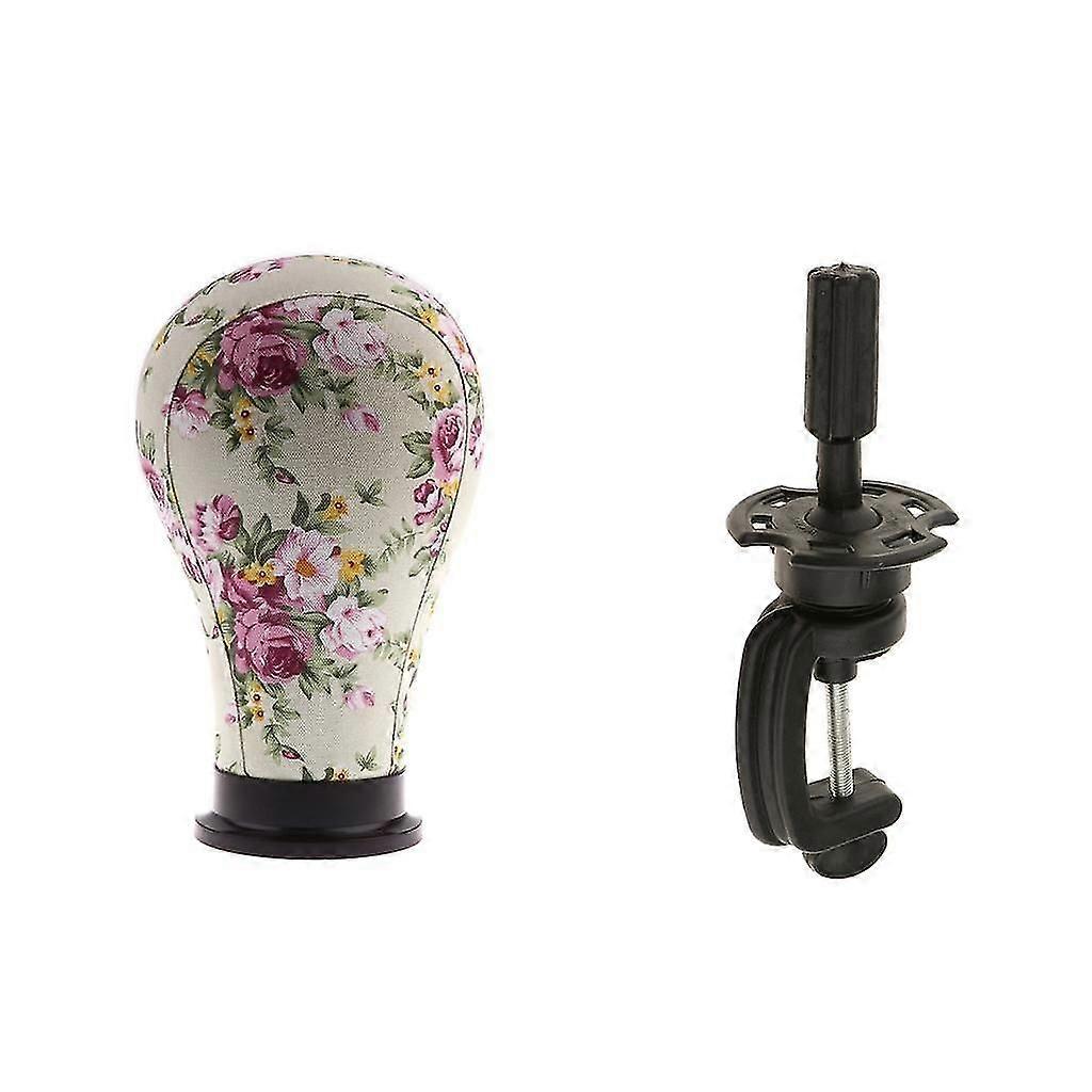 23 inch Cork Canvas Block Mannequin Model Head Wig Making Display w/ Clamp