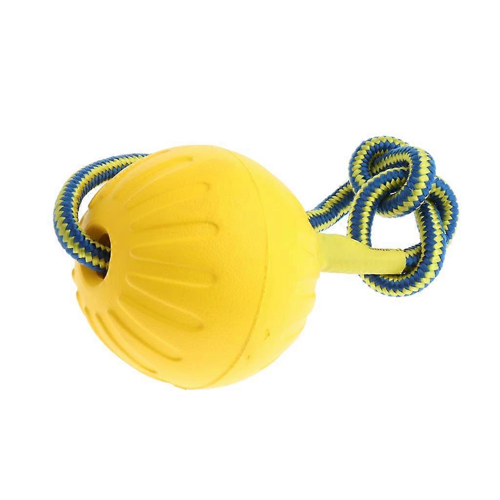 Dog Ball Dog Toy Throwing Ball with Rope Cord Yellow, L