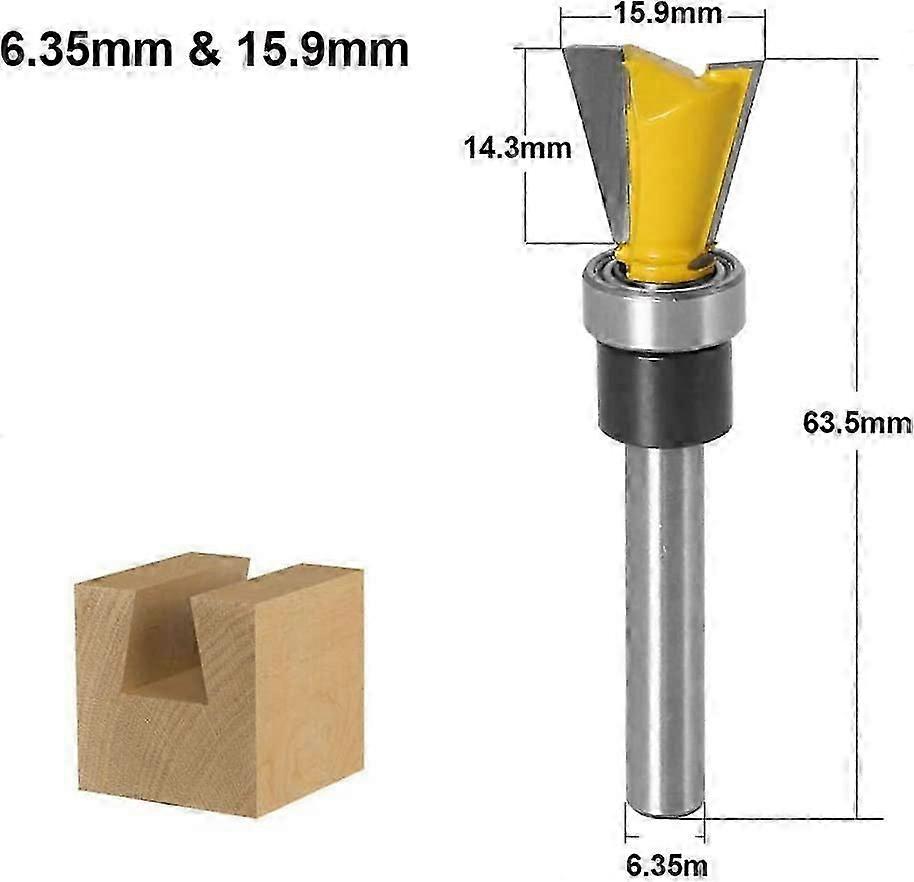 2 قطعة 6.35 مم عرقوب تتوافق تحمل مجموعة لقم التوجيه لأعمال النجارة - 12.7 مم و 15.9 مم أسود وأصفر