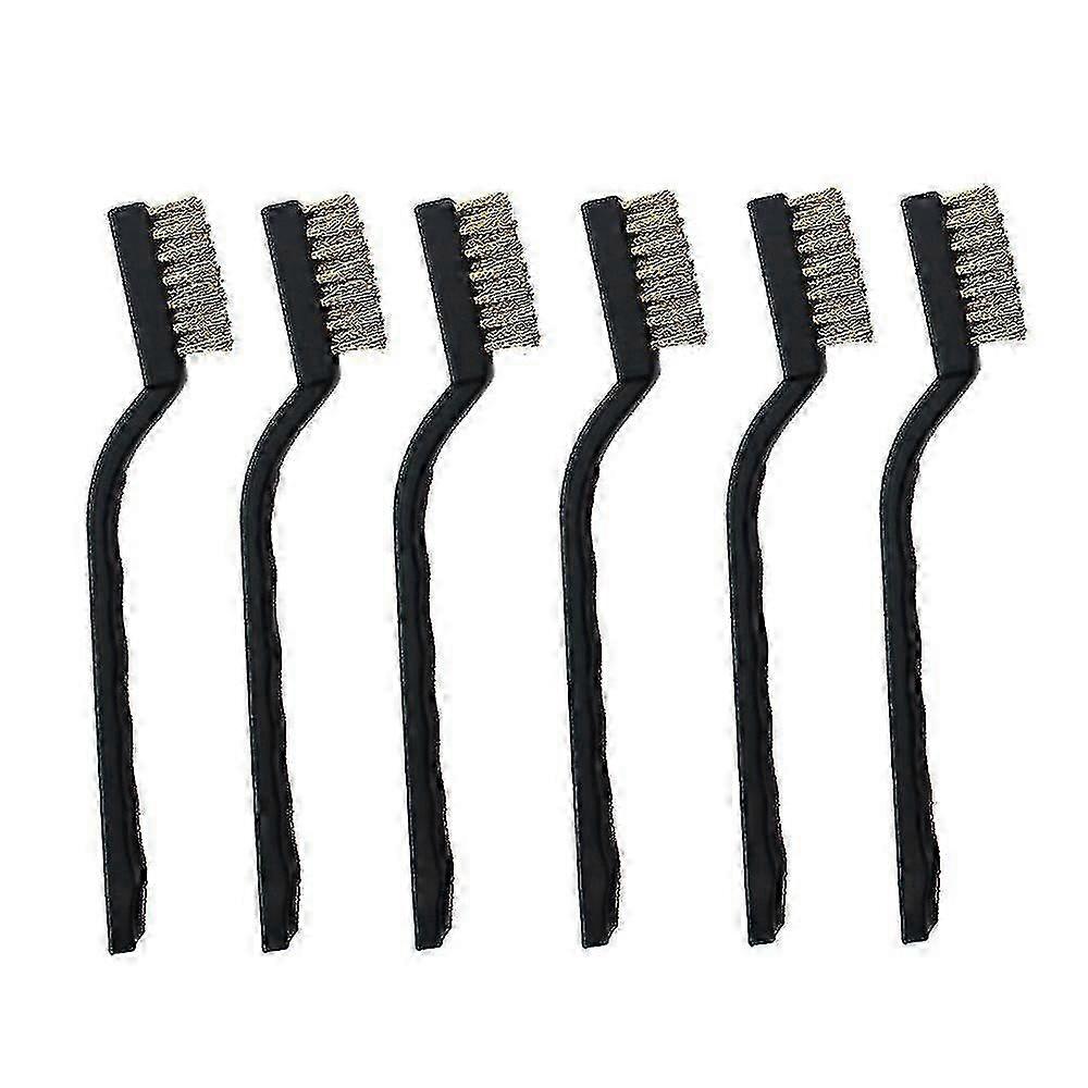 Set of 6 Mini Brass Wire Brushes for Cleaning Welding Slag and Rust