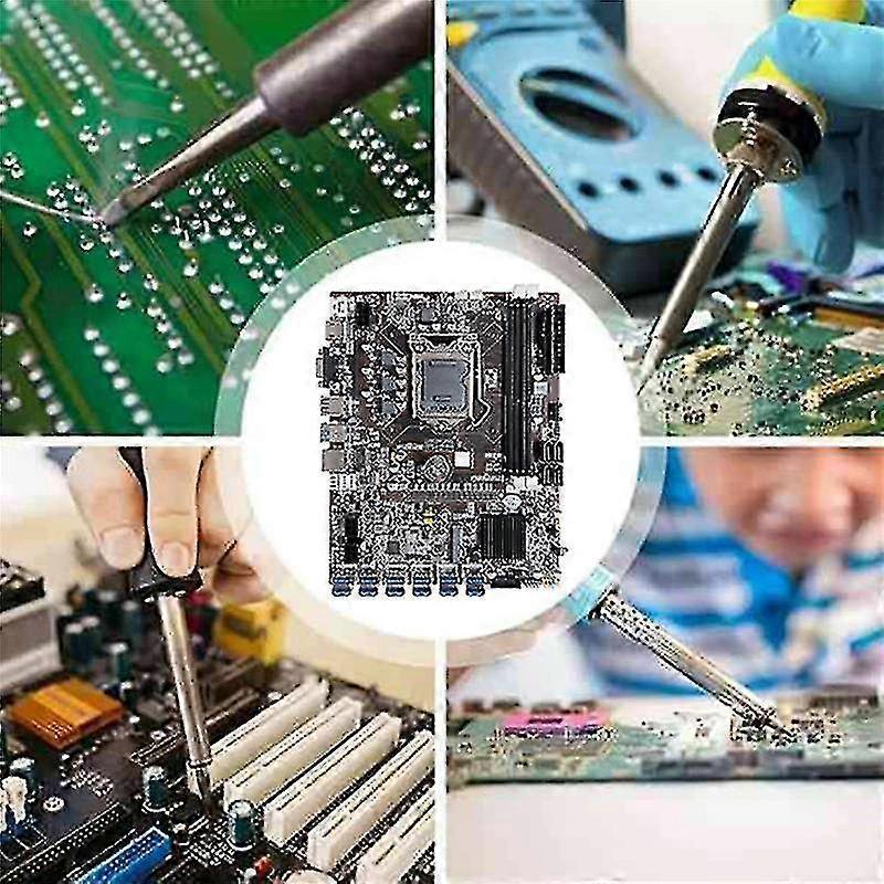 B75 Eth Mboard 12 Pcie vers USB A1155 avec processeur G630 + ddr3 4 Go 1600MHz RAM + câble SATA + RJ4