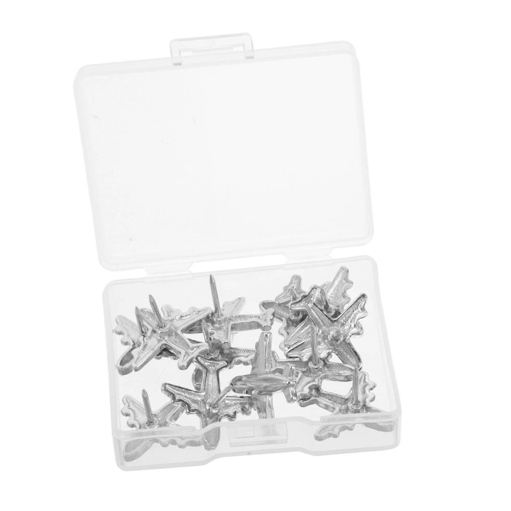 Metal Airplane Push Pins Set of 24 for Bulletin Boards, Wall Art and Map Decoration in Office or School
