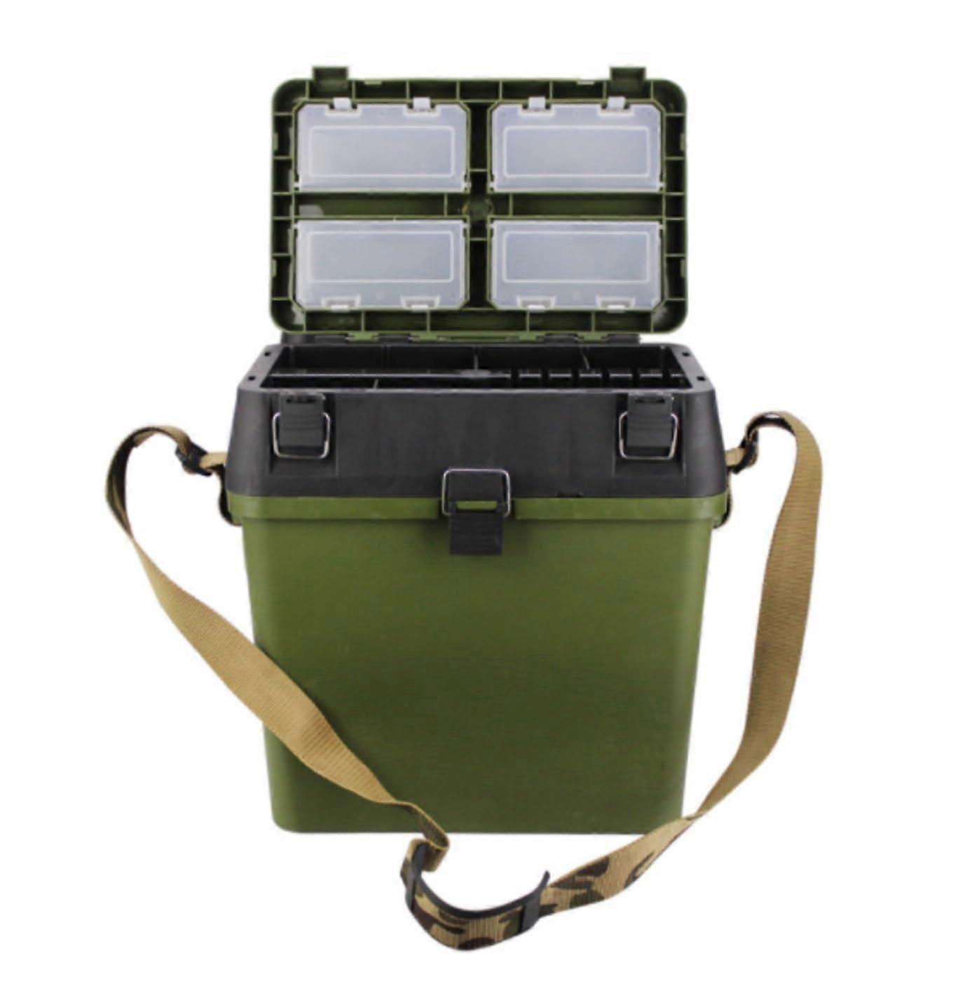 Tackle Box Organiser Fishing Rock Gear Storage Tool can be attached to the back and sit in the utility boxes of the case Green 37cm