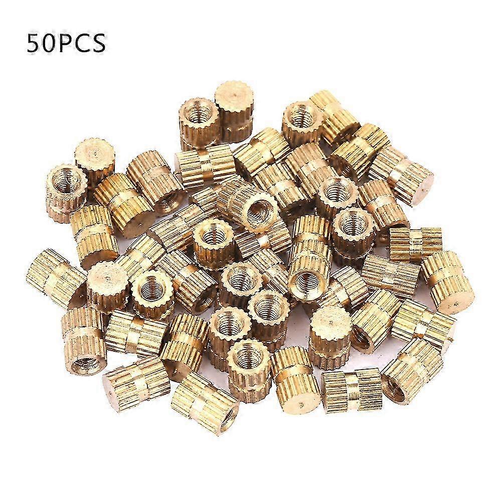 50pcs Single Pass Through Blind Hole Brass Insert Part Embedded Knurled Nut (M3*5*5.3)