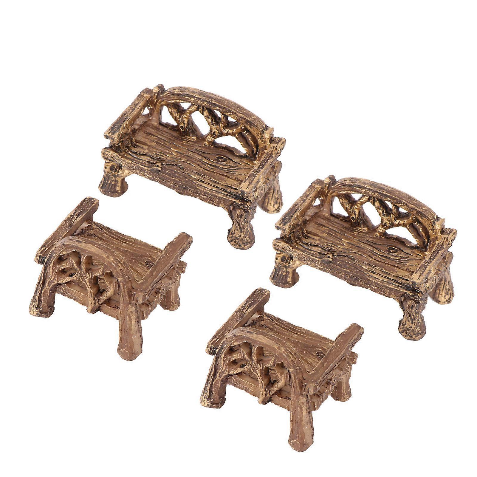 Here's a polished and engaging product description based on the title you provided:
**4pcs Miniature Resin Chair Ornaments – Durable Garden Decor