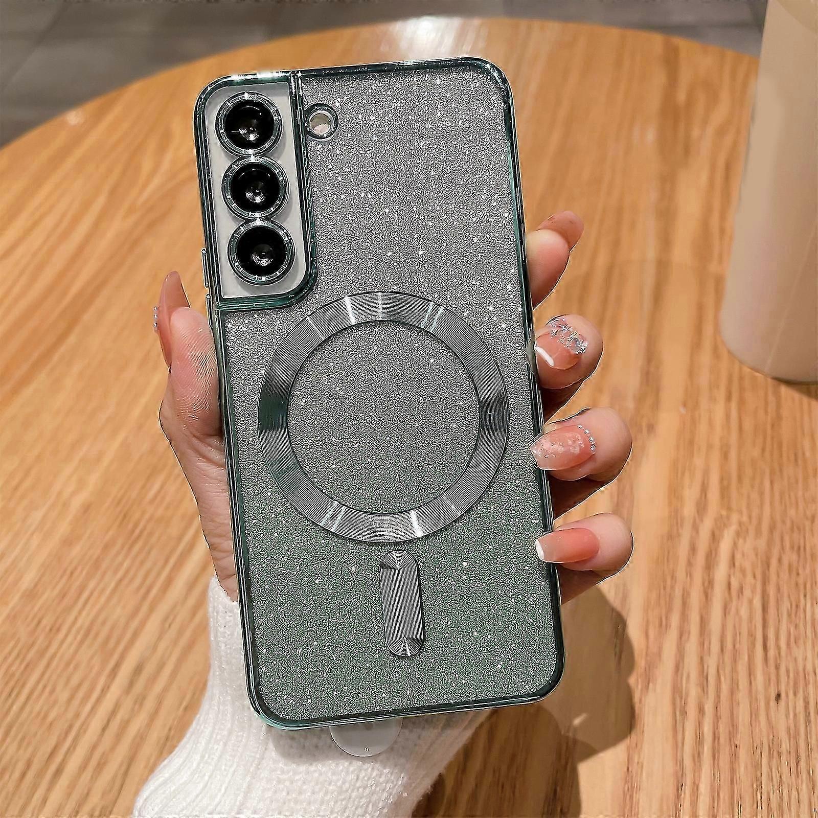 Samsung Galaxy S24 Plus Kılıf için Manyetik, Kadınlar için Kız Yumuşak Lüks Kaplama Bling Degrade Glitter Sevimli MagSafe Kapak ile Uyumlu