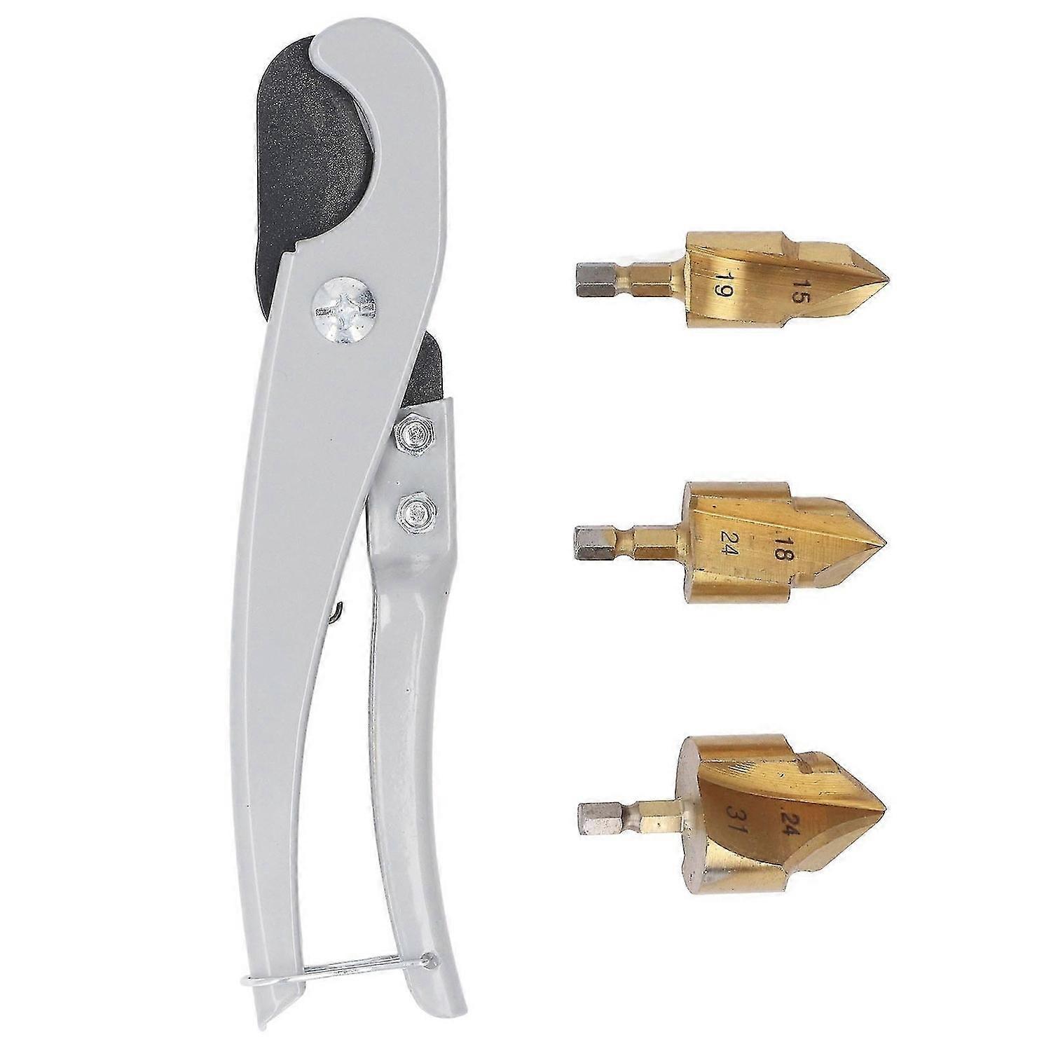 3Pcs PPR Lifting Drill Bit Stepped Plastic Water Pipe Repair Connection Tool Tube Expander with Quick Cutter