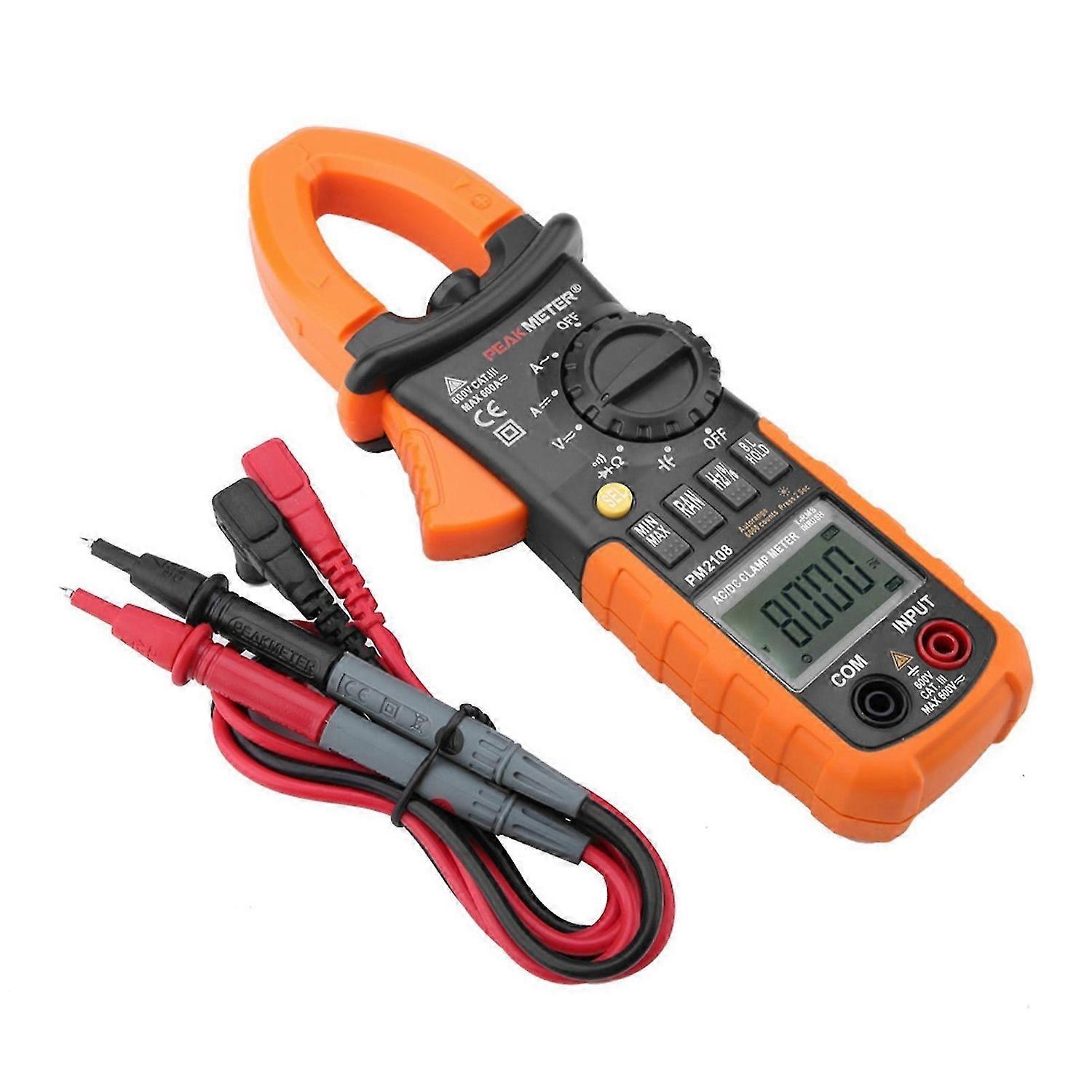 PEAKMETER PM2108 Portable Digital AC/DC Clamp Meter Multimeter Current Voltage Resistance Teste