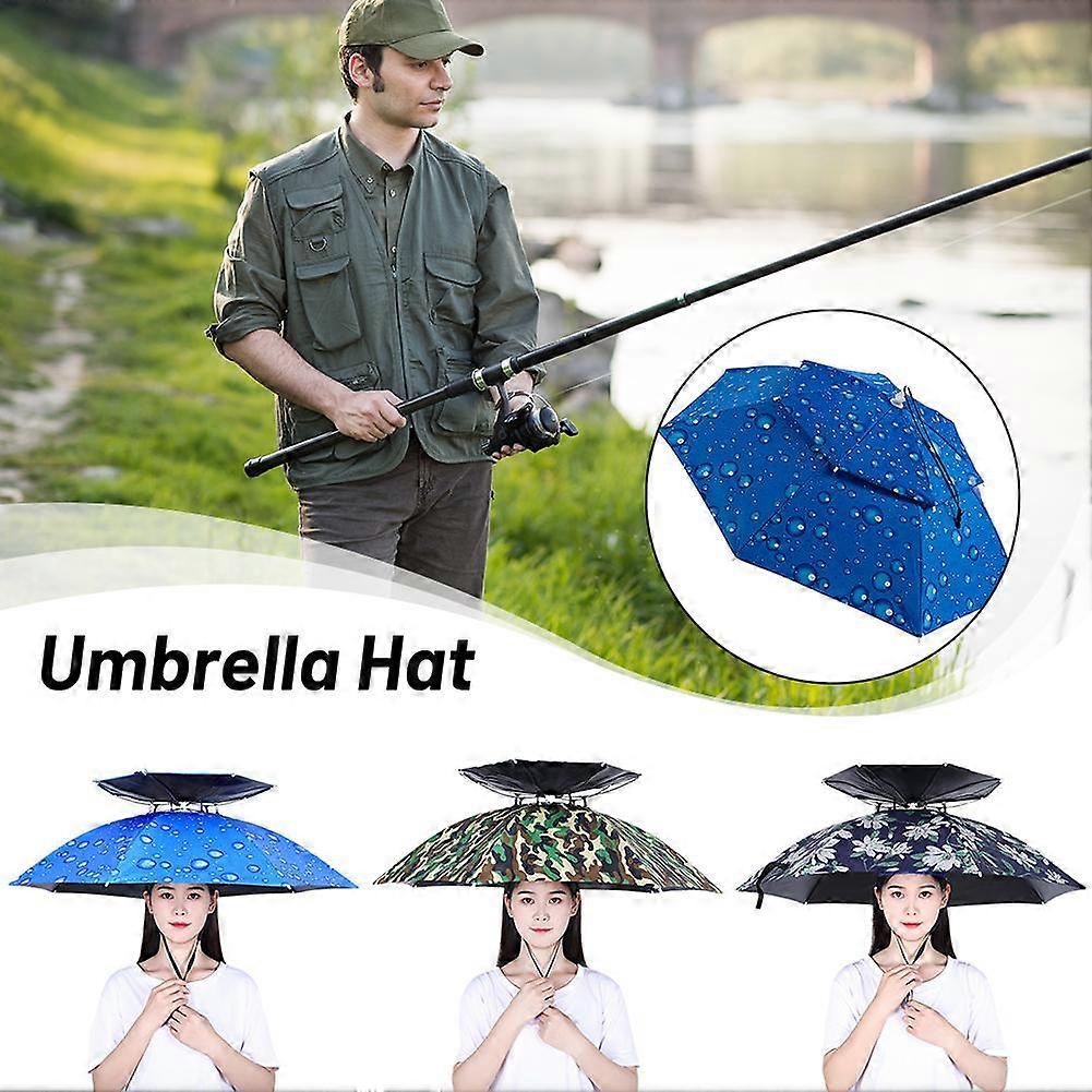 77 double-layer camouflage black plastic model (B)$ fishing umbrella hat double-layer head-mounted umbrella hat umbrella outdoor head sun protection