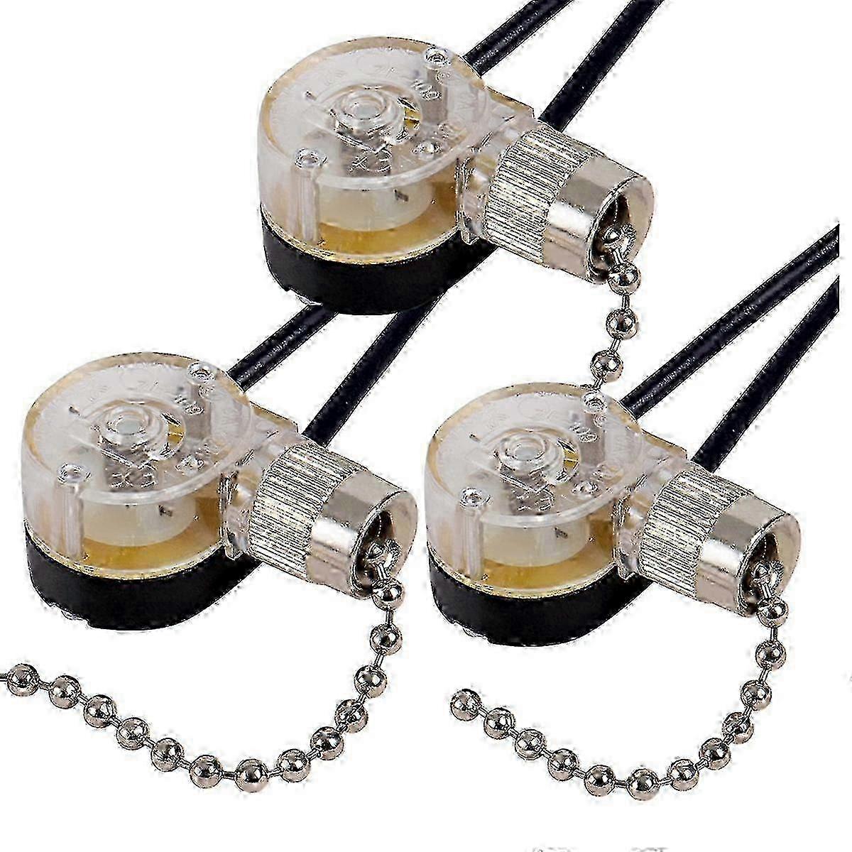 3Pack Ceiling Fan Light Switch ZE-109 Fan Switch Ceiling Pull Chain Switch Replacement () SZRH A-S