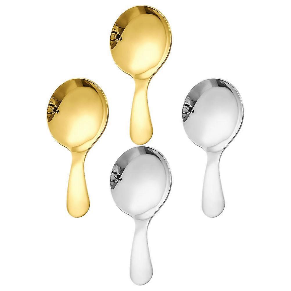Portable Dessert Spoon Coffee Spoons Home Use Gold Short Handled Spoon Practical Style 1 Set