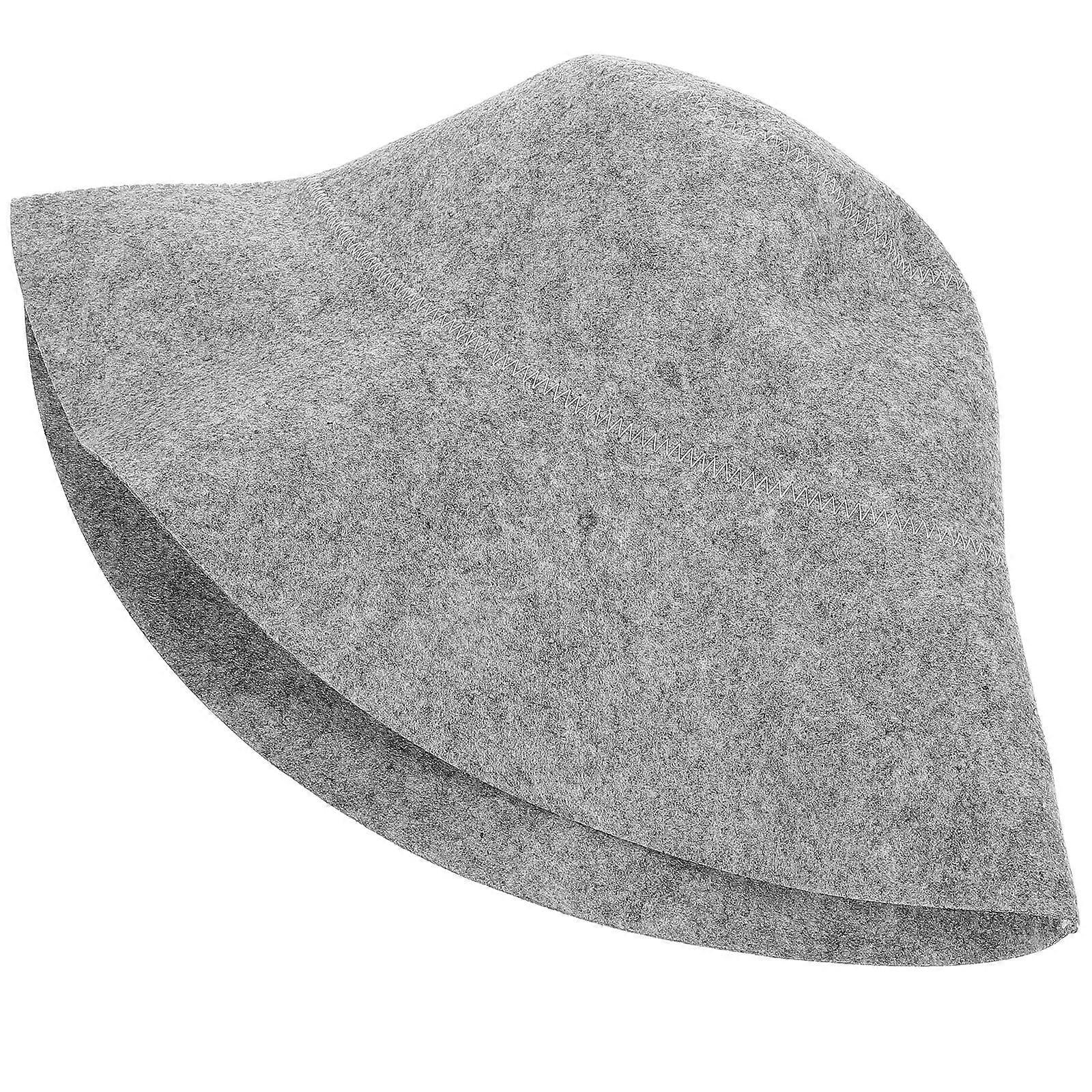 غطاء بخار للساونا شعرت قبعة ساونا حماية الرأس من ارتفاع درجة الحرارة استخدام المنزل رمادي غامق 1 مجموعة