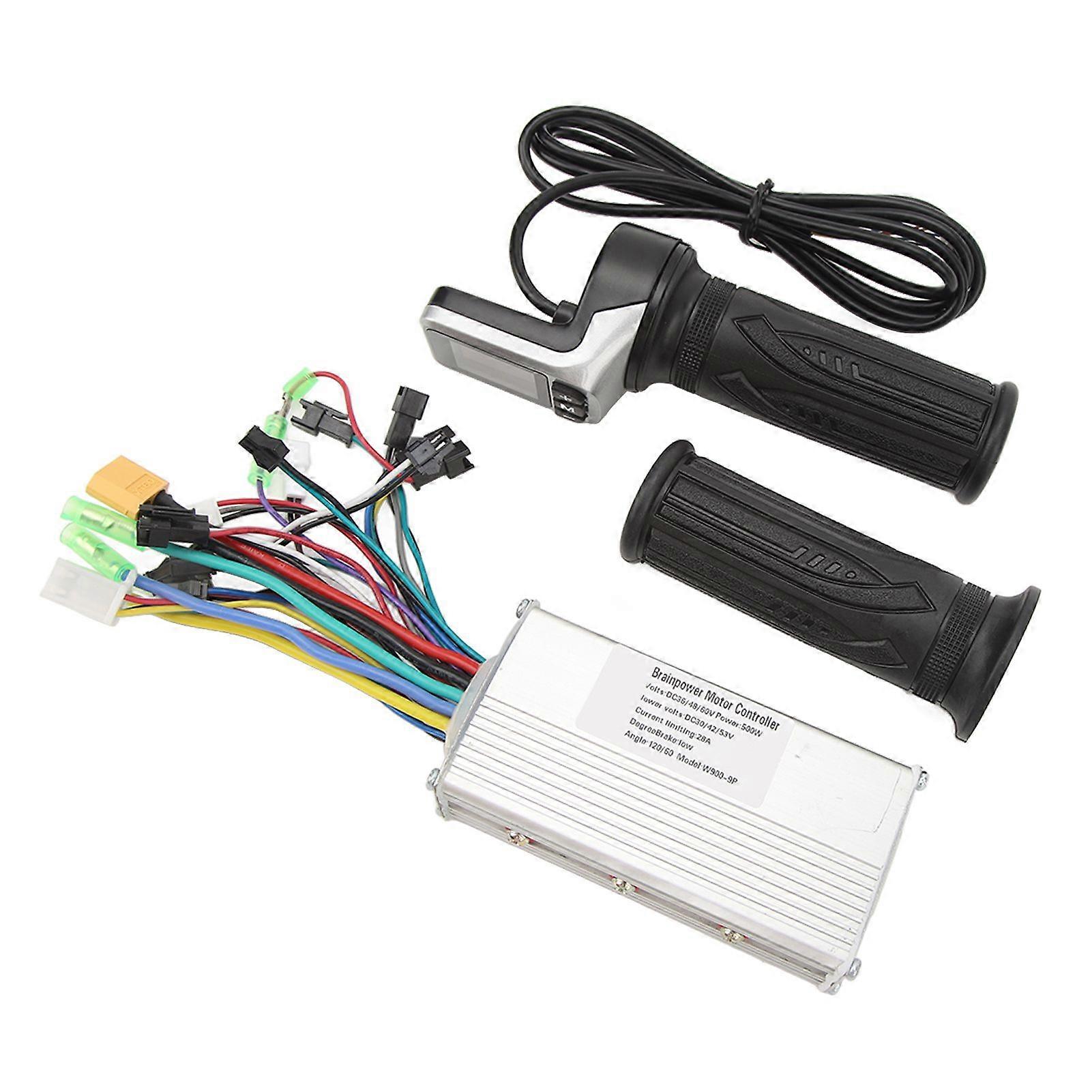 Brushless Controller Kit 36V 48V 500W 28A 3 Modes Twist Throttle Grip LCD Display Waterproof for Electric Bike ScooterYMQX)