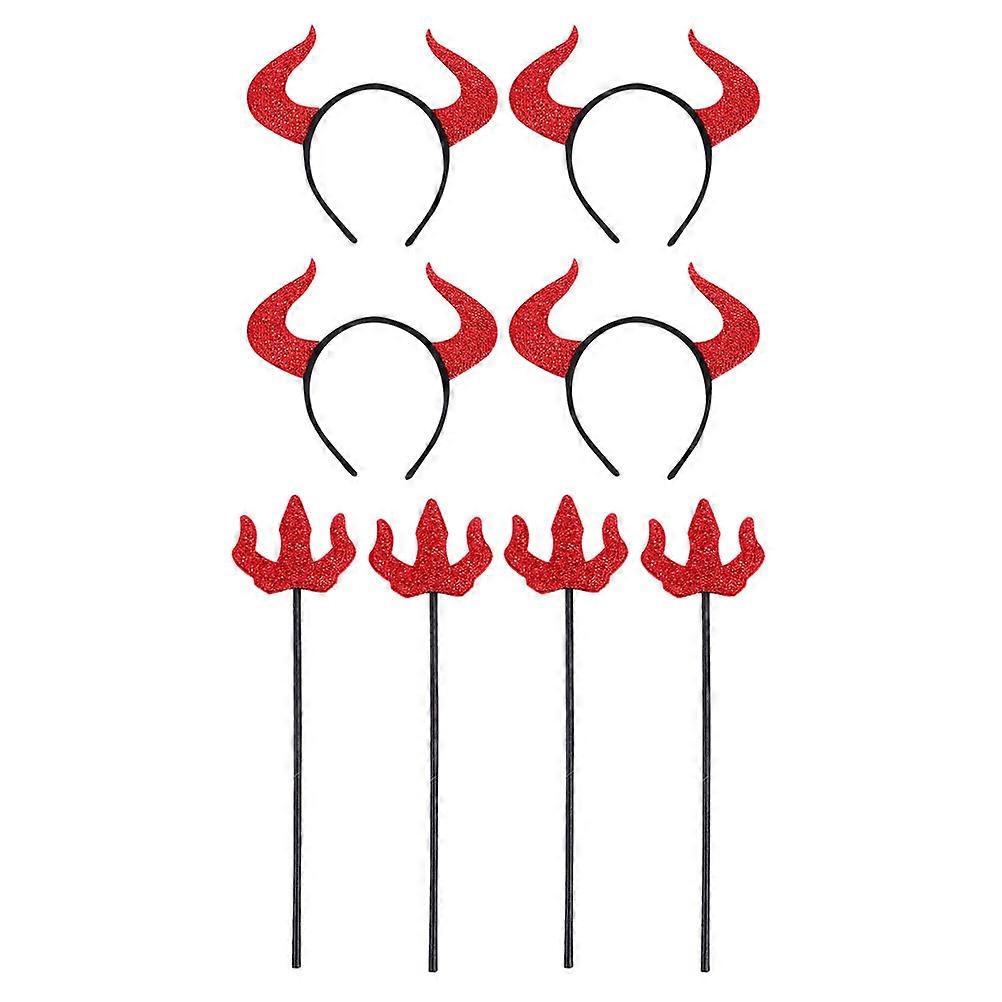 Halloween Costume Headbands Devil Horn Headbands Festive Party Item Red 37x9cm Fashionable Design 4 Sets