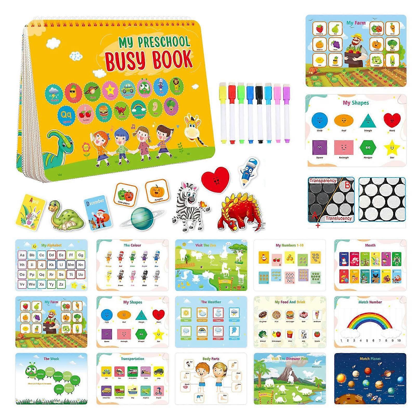 Quiet Book Kids Busy Book Reusable Sticker Book Children's Early Education Flip Book (Yellow, One Size)