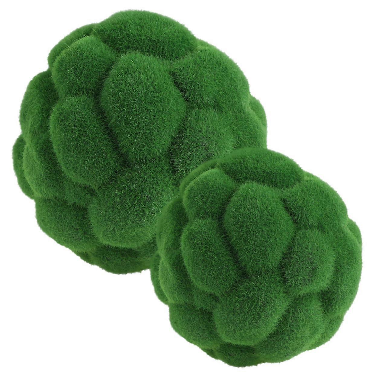 2pcs Artificial Moss Topiary Balls for Decorative Home Window and Fireplace Centerpiece Display, 12cm Green