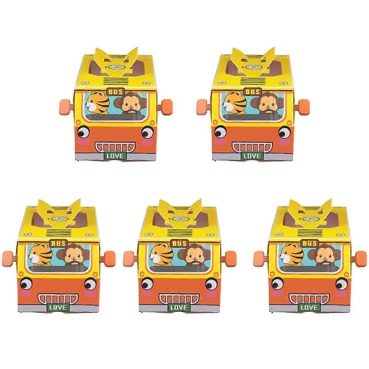 Candy Packaging Boxes Bus Shaped for Storage 5Pcs Birthday Party