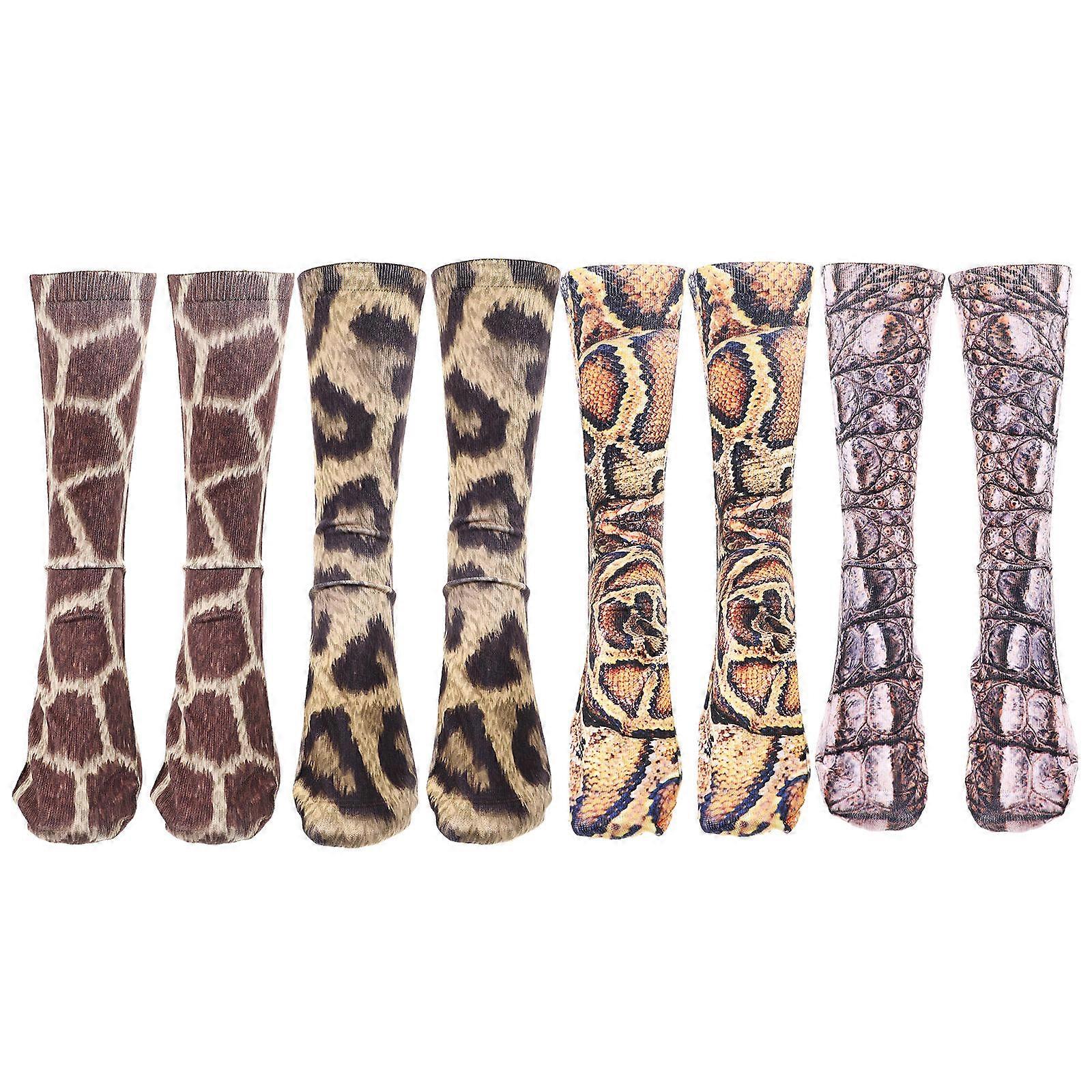 Cute Animal Socks 3D Printed Unisex Adults Novelty Socks Assorted Durable Practical 4 Pairs