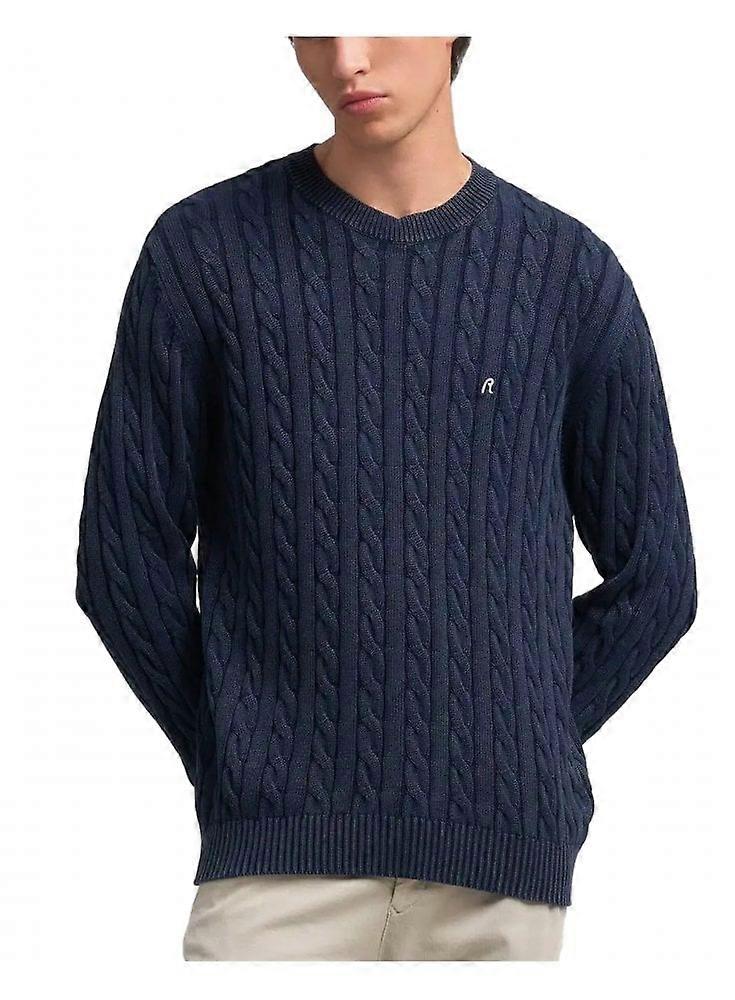 Men's Replay Cable Knit Jumper Dark Navy