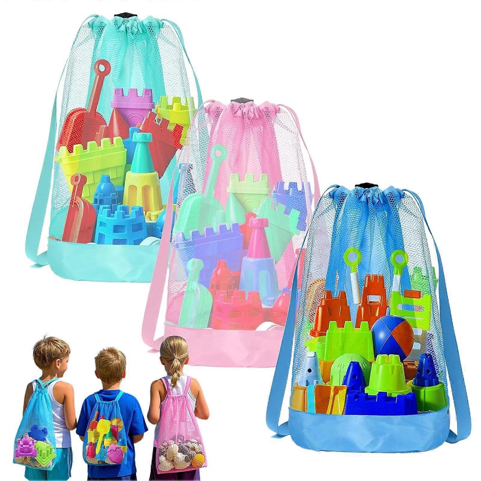 Toy Beach Bag 3X Reusable Mesh Beach Toy Bag Foldable NET Beach Bag Adjustable Multifunctional Swimming Accessory for Pool Use