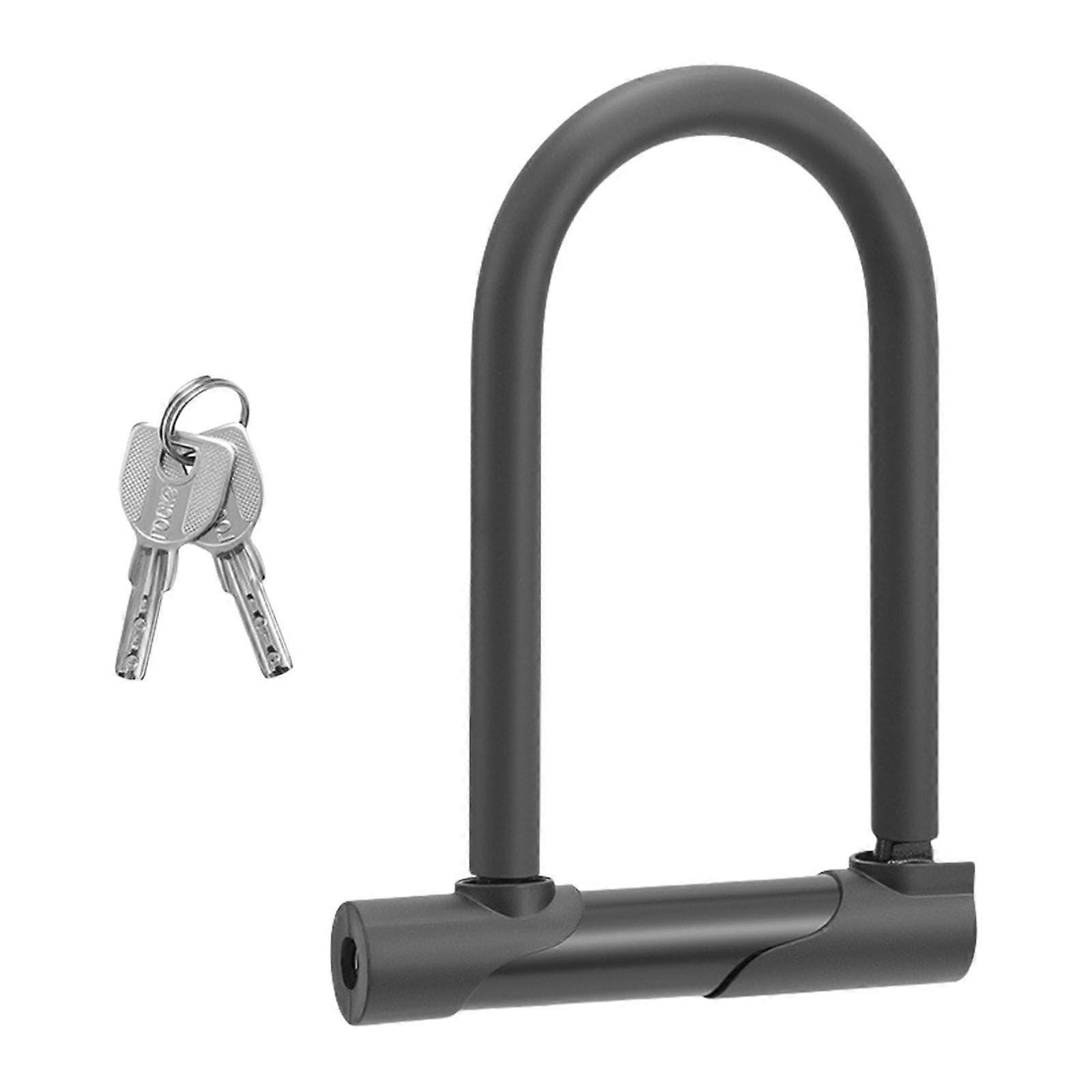 Stainless steel secure lock, robust bike lock for road bikes and mountain bikes, antitheft Ulock with key, portable Ushaped lock