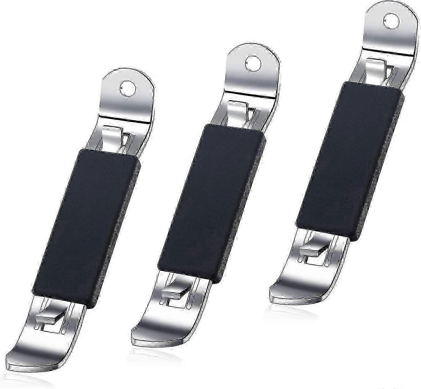 Set of 3 Magnetic Stainless Steel Bottle Openers - Classic Can Opener Keychain for Small Bottles & Bar Accessories