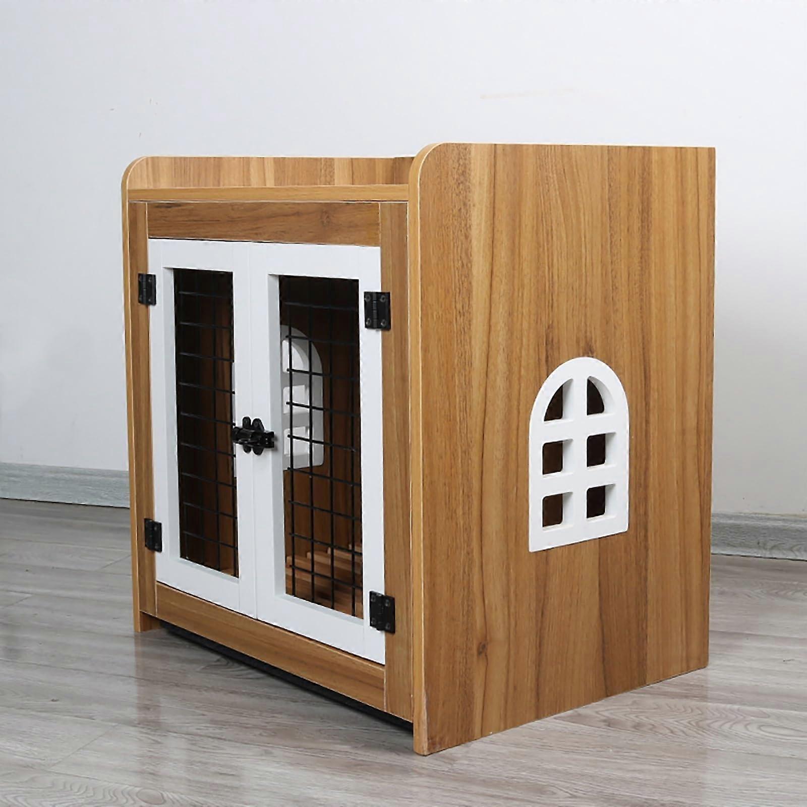 Robust Side Table for Dog Cages, Chewresistant Dog Houses for Indoor Use (Walnut)