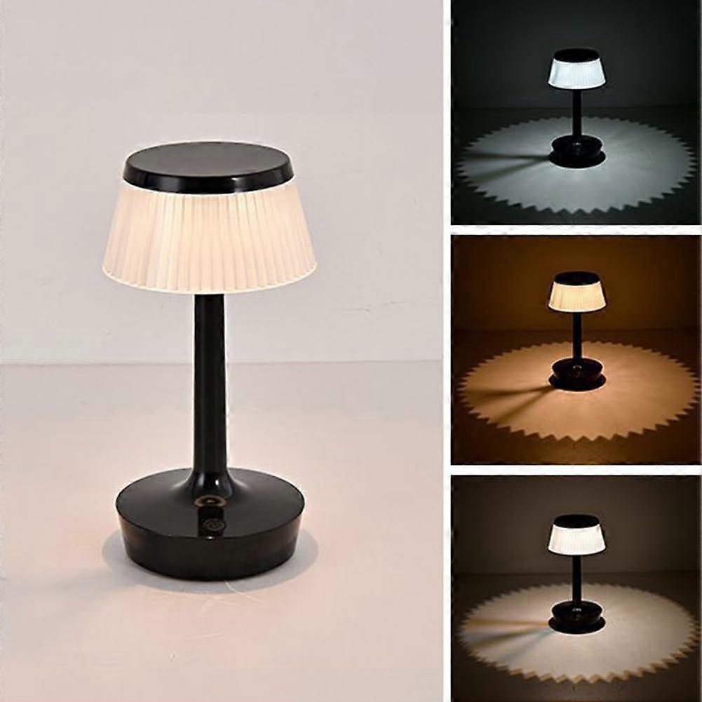 LED Rechargeable Table Lamp Touch Dimmable Portable Mushroom Night Light with Acrylic Shade for Bedroom and Bar, Black
