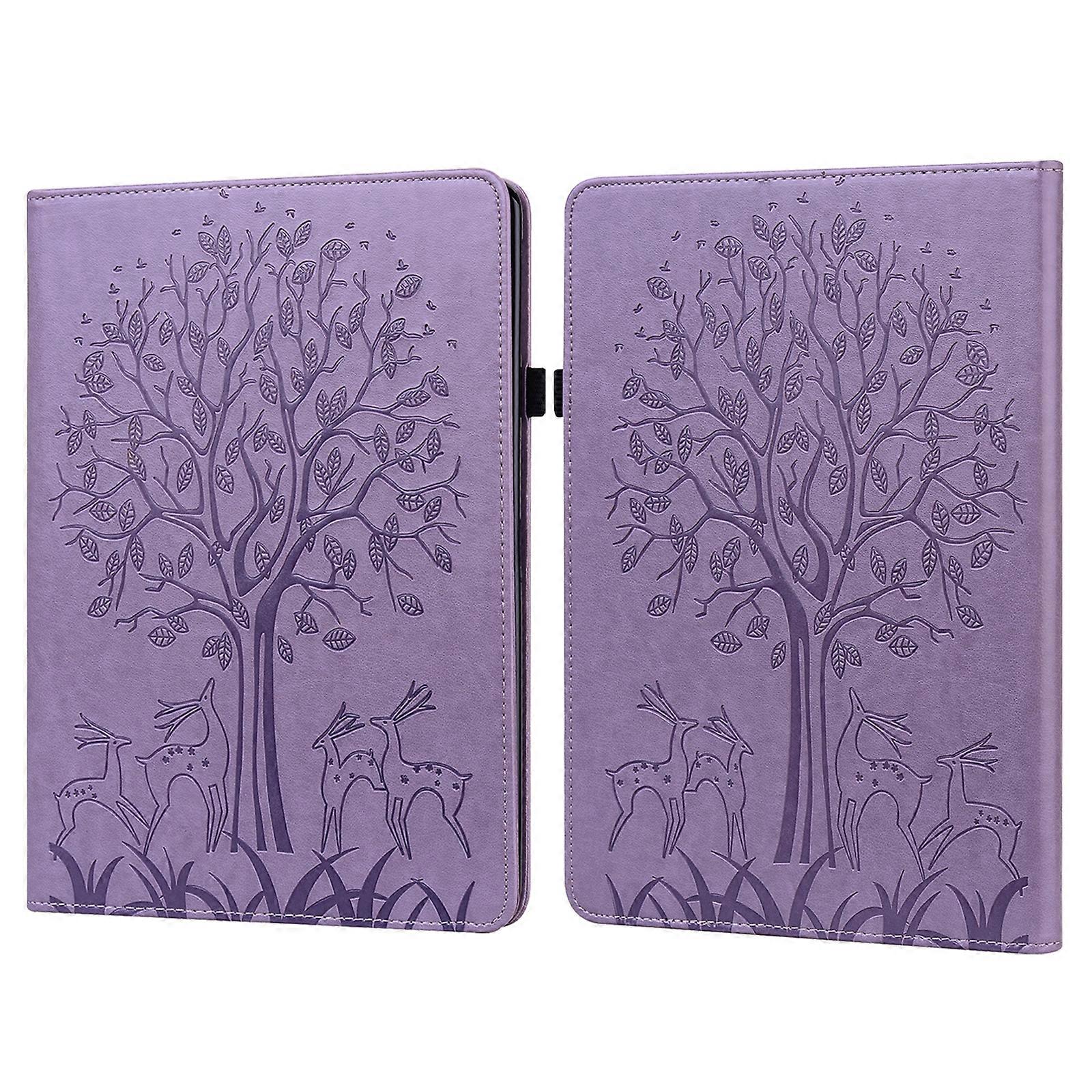 For Amazon Kindle Paperwhite 5 2021 Tree & Deer Pattern Pressed Printing Leather Tablet Case with Sleep / Wake-up