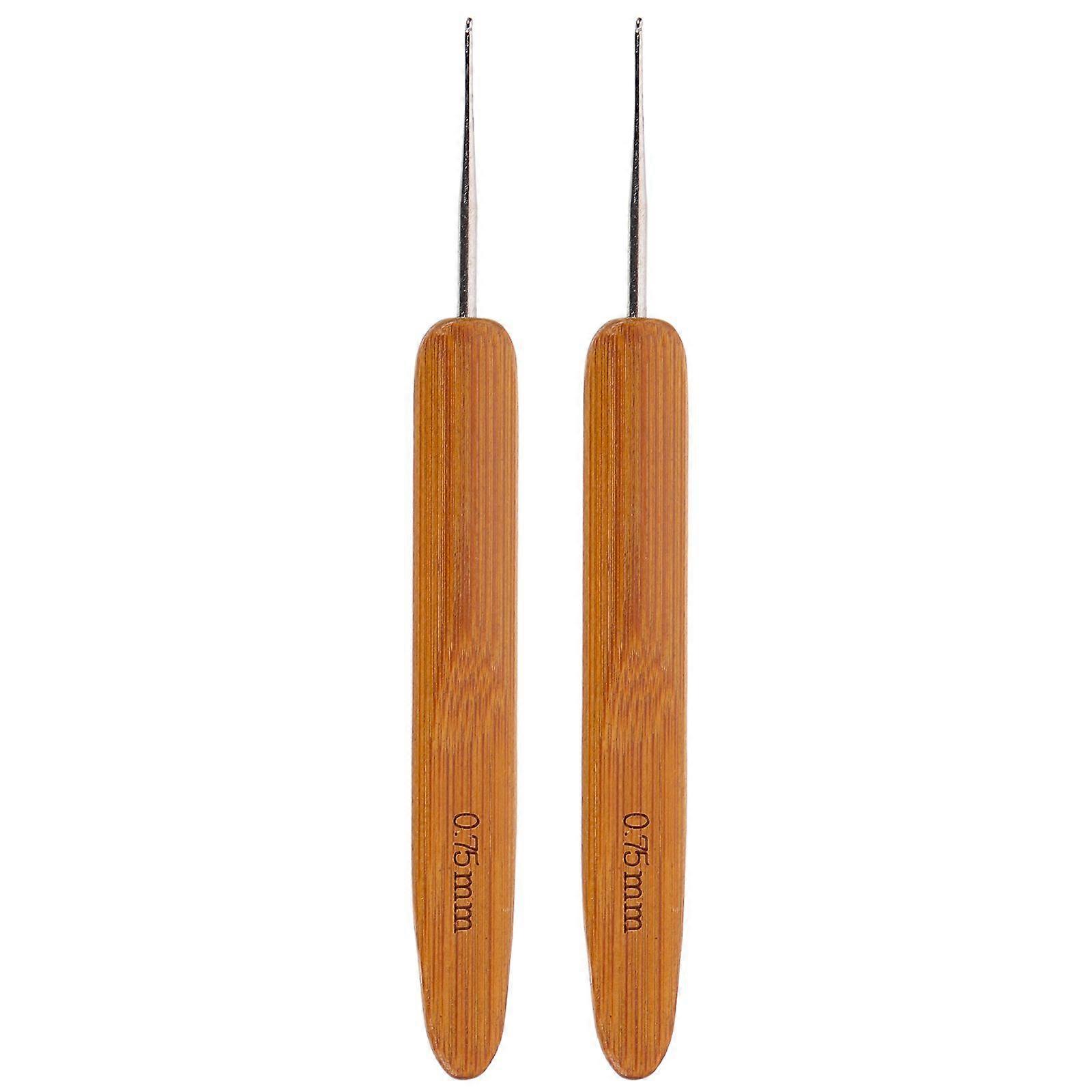 2pcs Bamboo Knitting Needles Set Carbonized Single-ended Crochet Needles (0.5mm + 0.75mm)