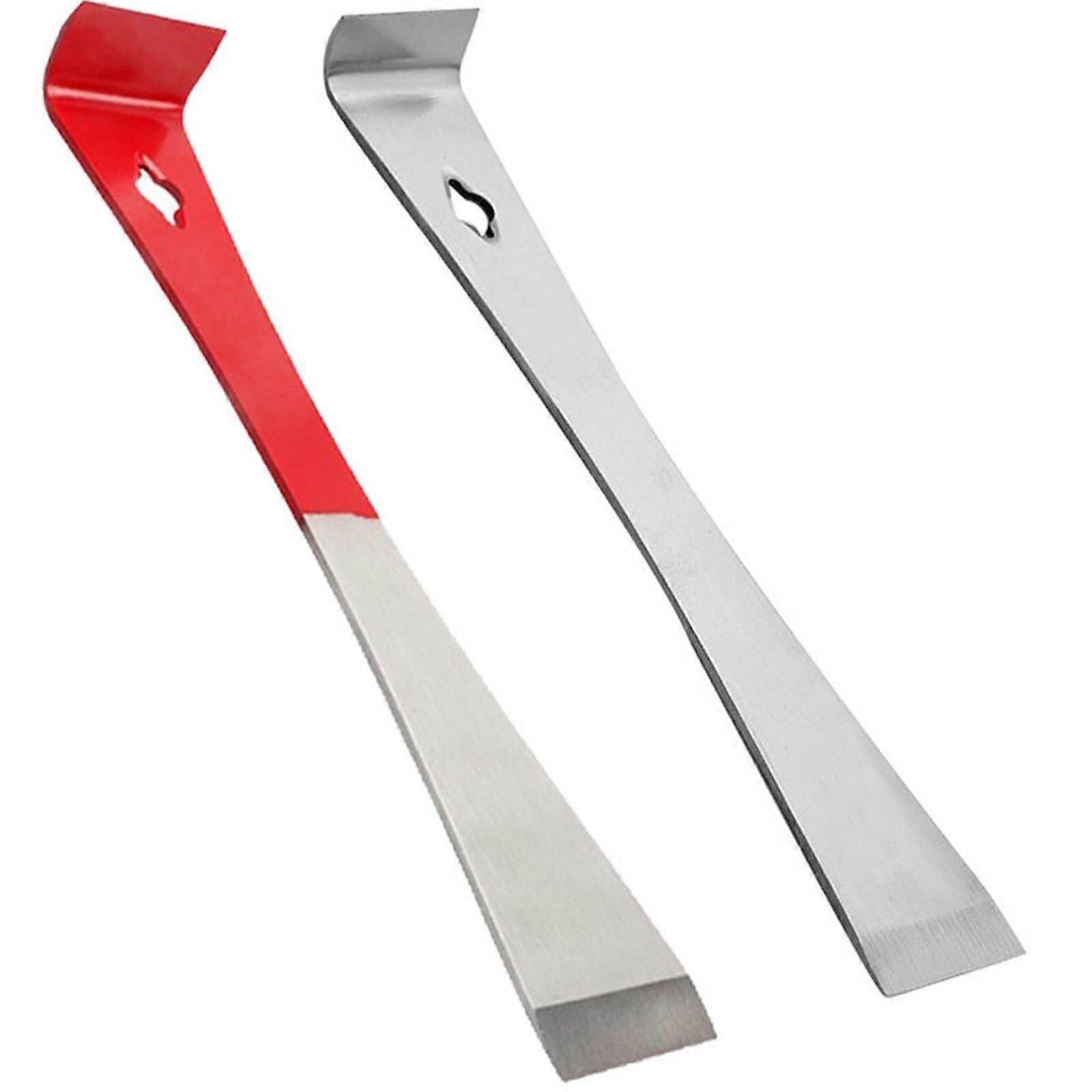 2件套不锈钢金属撬棍工具,10.23英寸和9.25英寸扁平薄型设计,附带起钉器,适用于蜂巢刮除,撬动,提升及厨房改造.