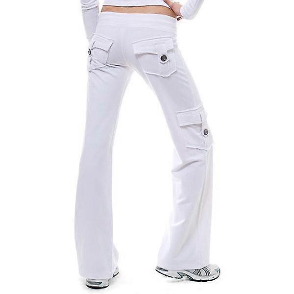 Spring and Autumn Women's Stretch Waist Button Pocket Yoga Pant