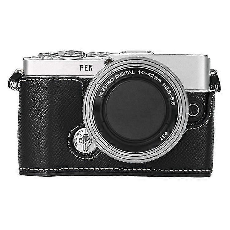 Compatible For Olympus PEN E-P7 Camera Case Textured Leather Bottom Case Easy to Replace Battery