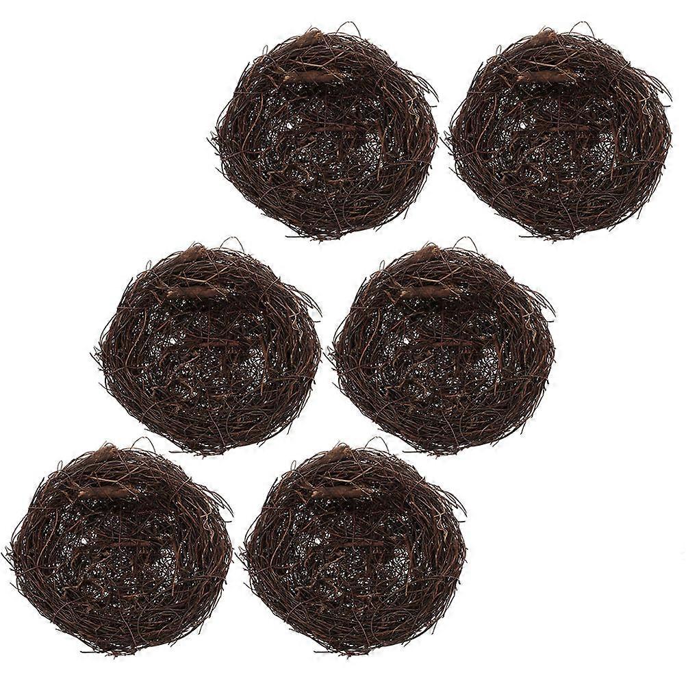 Rattan Woven Bird Nest Decorative Cage Ornaments for Home Crafts, Easter, Garden, Lawn, Balcony, and Indoor Use – Unique Cheerful Accessories Set of 6
