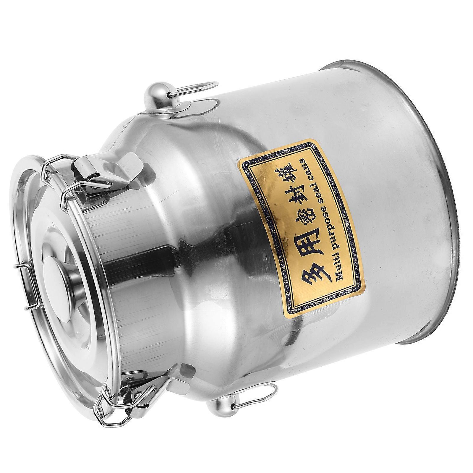 Stainless Steel Airtight Barrel for Food Storage in Kitchen with Handle and Lid 6L