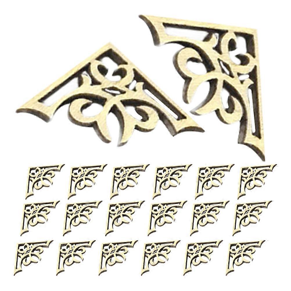 50pcs Wooden Book Corner Protectors with Carved Flower Design for Scrapbooking, Albums, and DIY Projects – Easy to Use Decorative Photo Corners for